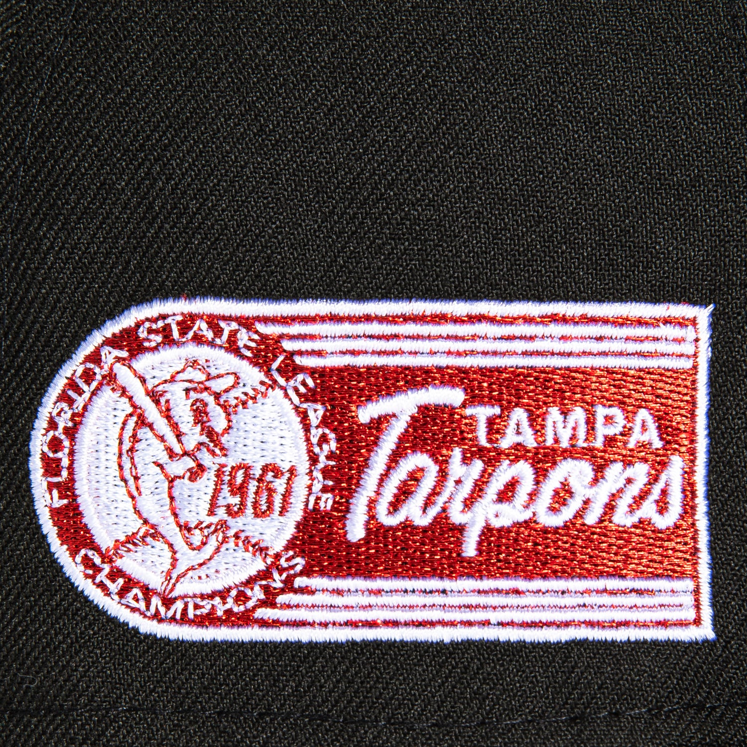 New Era 59Fifty Tampa Tarpons Logo Patch Word Hat - Black, Red