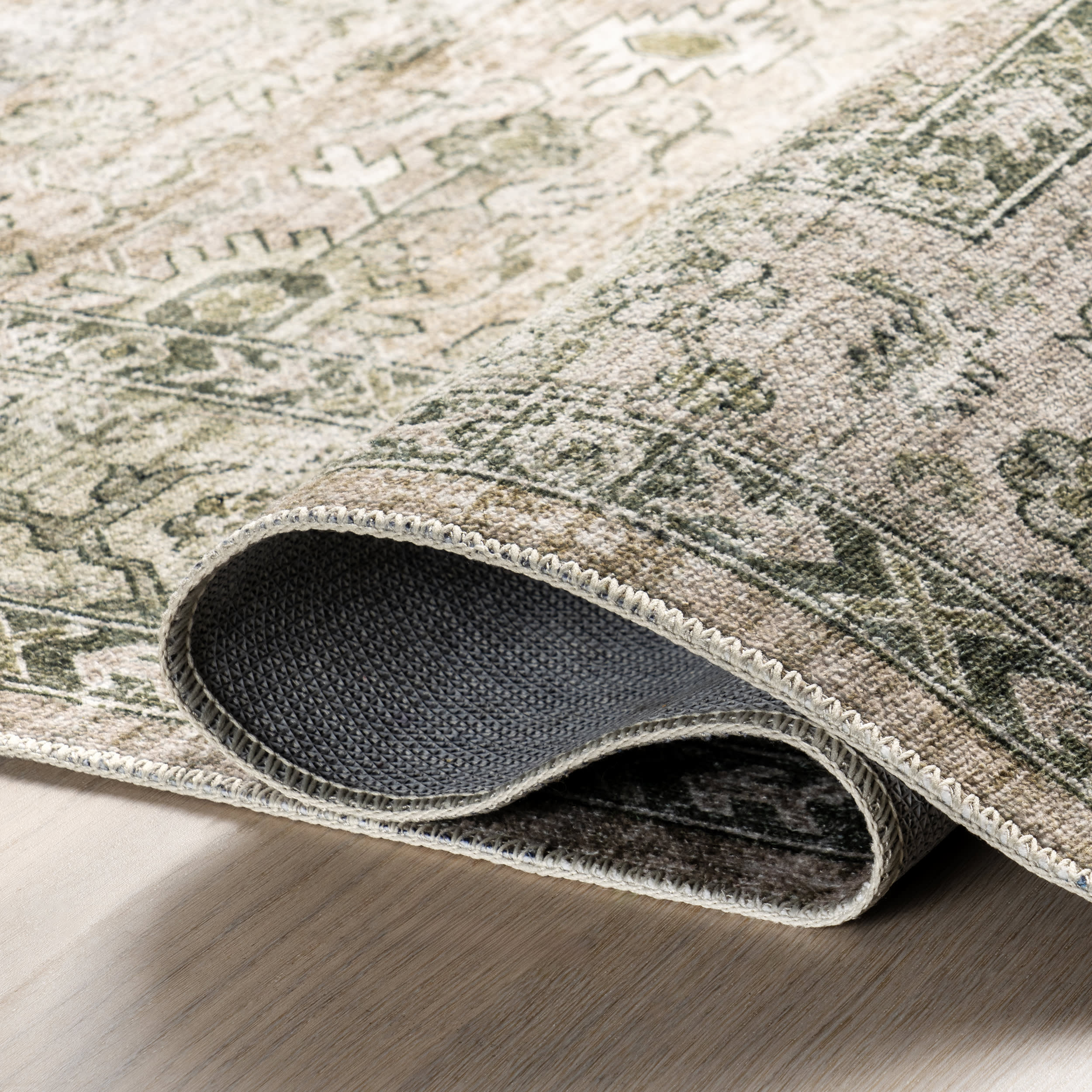 Myrtle Washable Vintage Rug | Sage Green