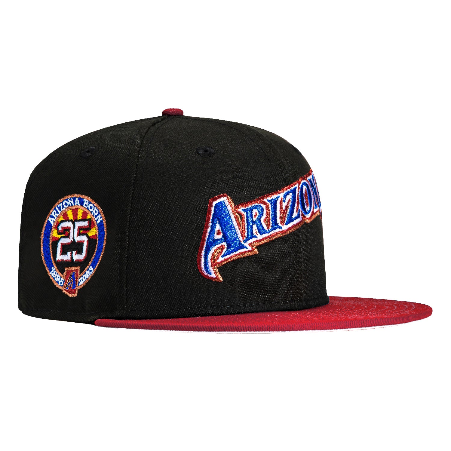 New Era 59Fifty Arizona Diamondbacks 25th Anniversary Patch Word Hat - Black, Cardinal, Royal, Metallic Copper