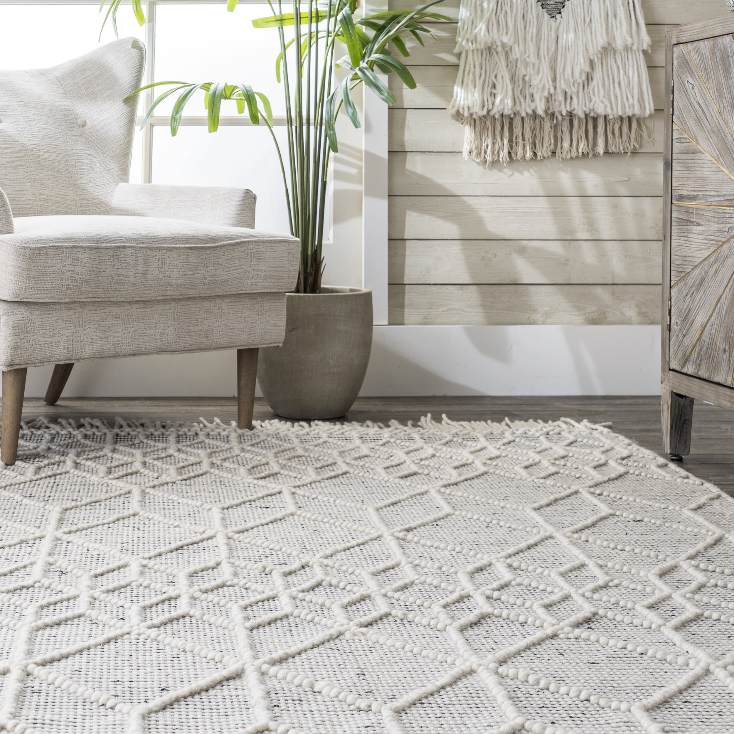 Payten Textured Trellis Rug | Grey