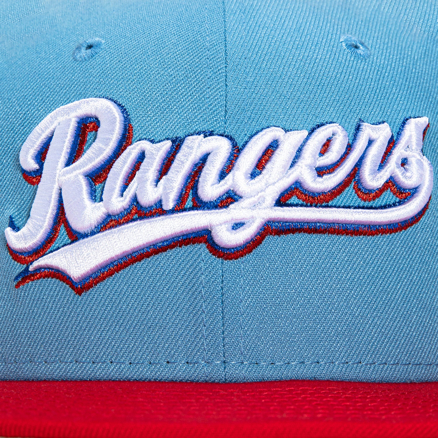 New Era 59Fifty Texas Rangers 2024 All Star Game Patch Script Hat - Light Blue, Red