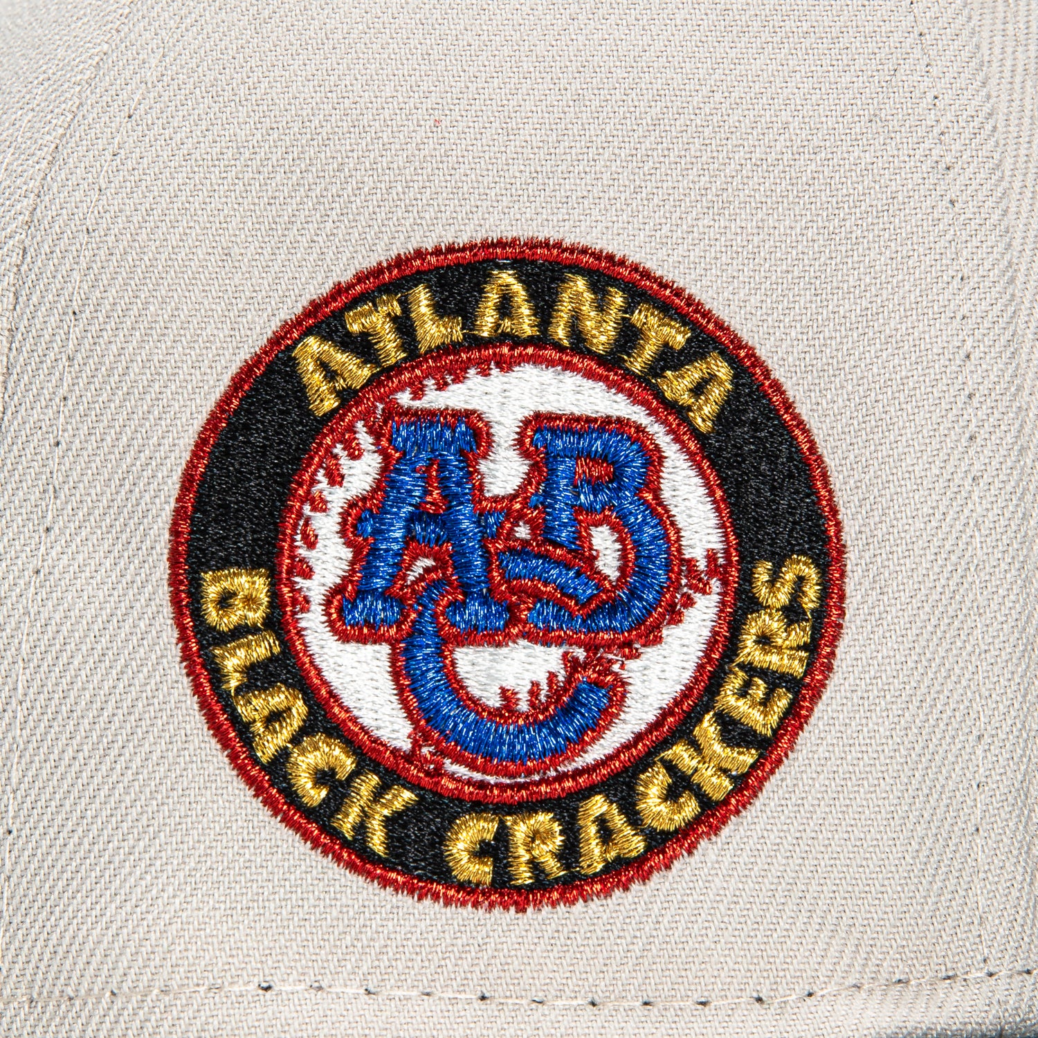 New Era 59Fifty Atlanta Black Crackers Logo Patch Hat - Stone, Black, Red