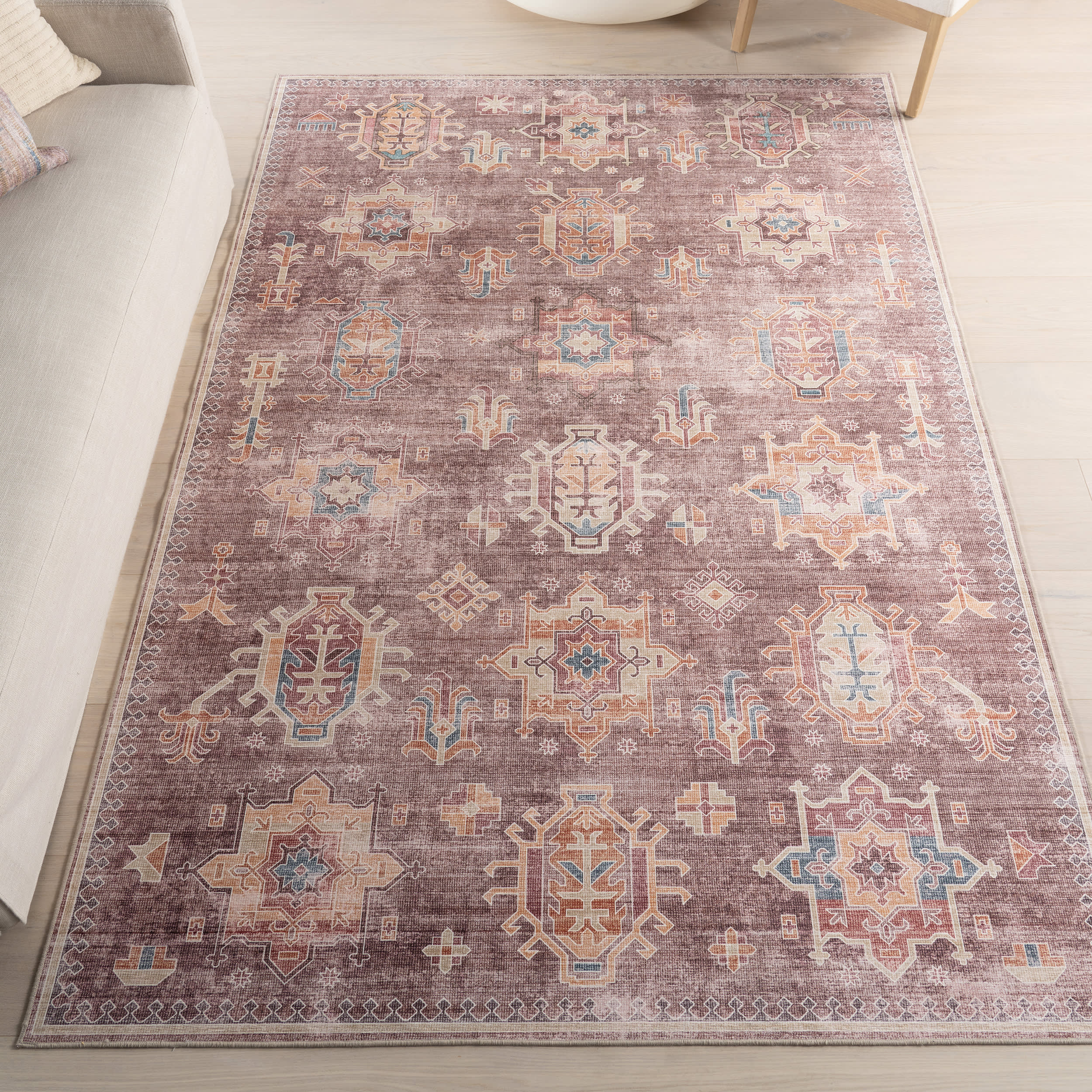 Araya Spill Proof Washable Rug | Brown