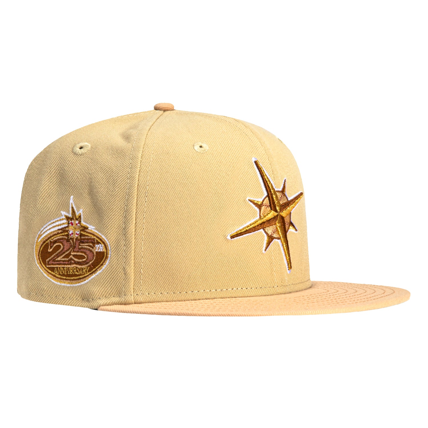 New Era 59Fifty Seattle Mariners 25th Anniversary Patch Turn Ahead the Clock Hat - Tan, Peach, Metallic Gold