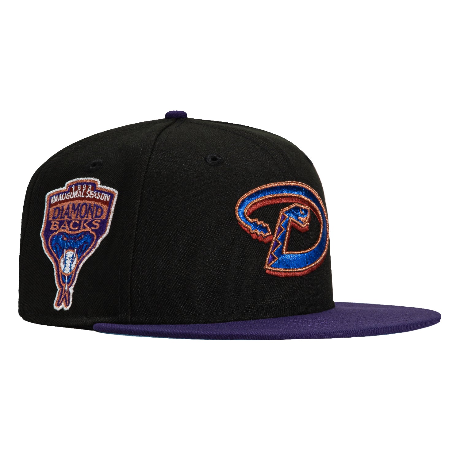 New Era 59Fifty Arizona Diamondbacks Inaugural Patch D Hat - Black, Purple, Royal, Metallic Copper