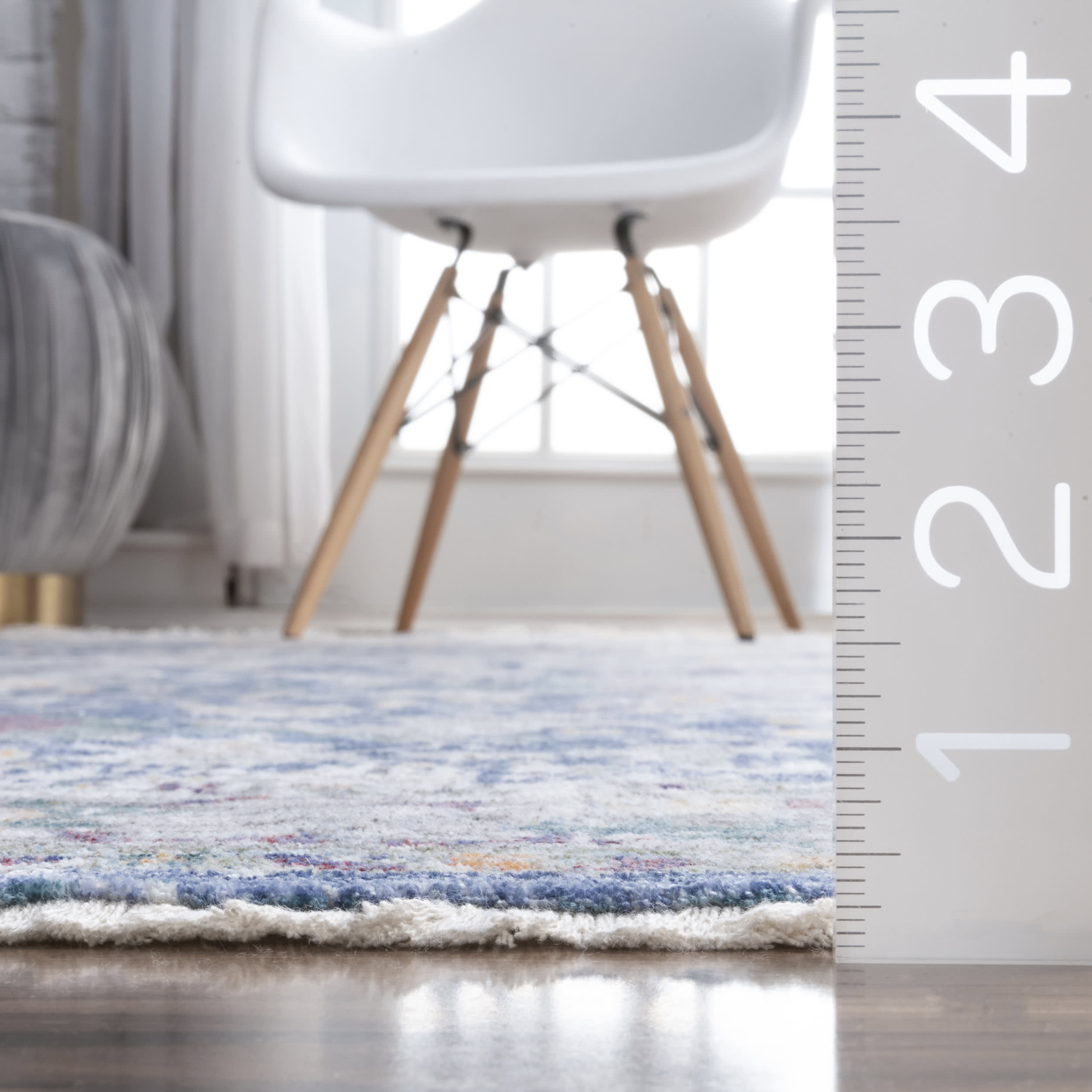 Fading Floral Fringe Rug | Blue