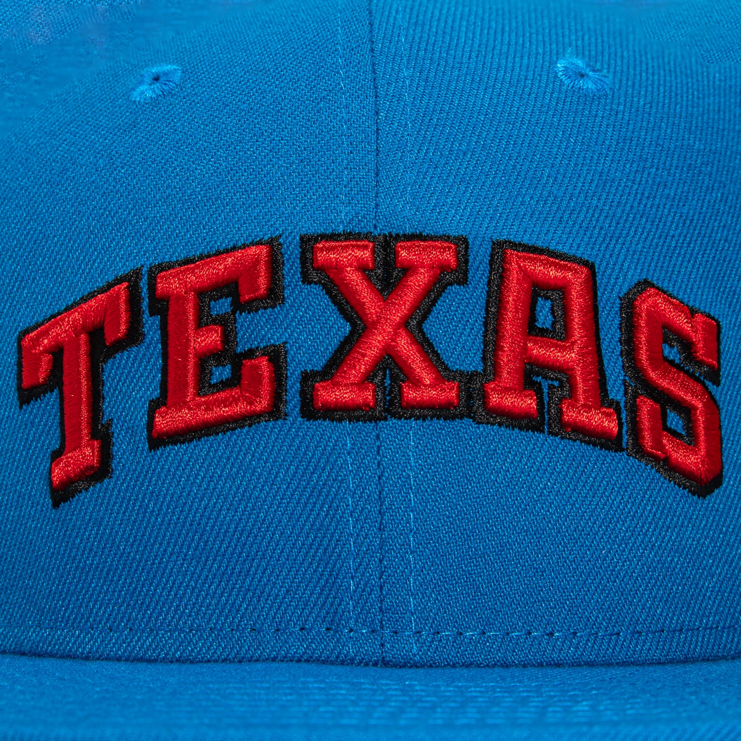 New Era 59Fifty Texas Rangers Logo Patch Word Hat - Light Blue, Red