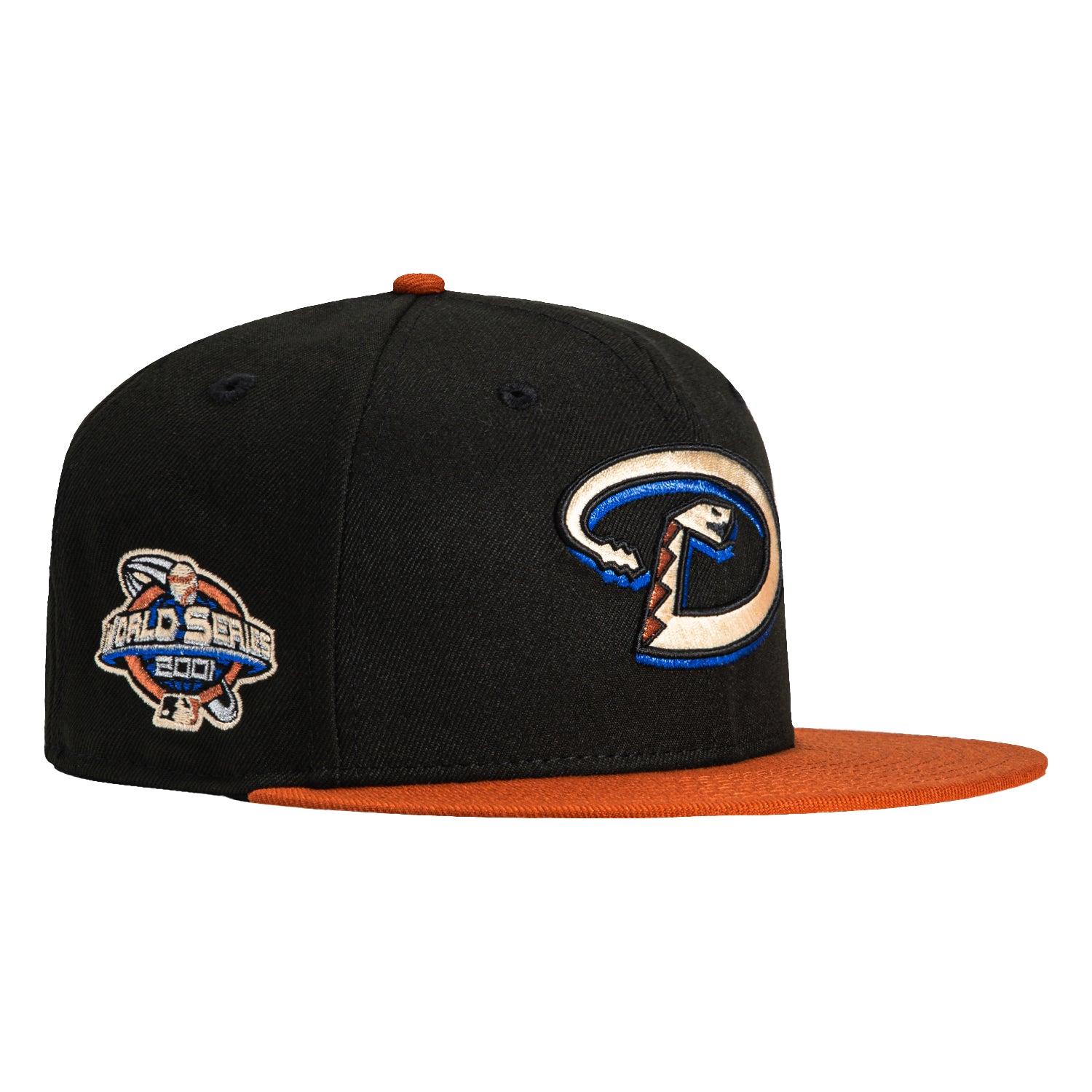 New Era 59Fifty Arizona Diamondbacks 2001 World Series Patch D Hat - Black, Burnt Orange, Royal