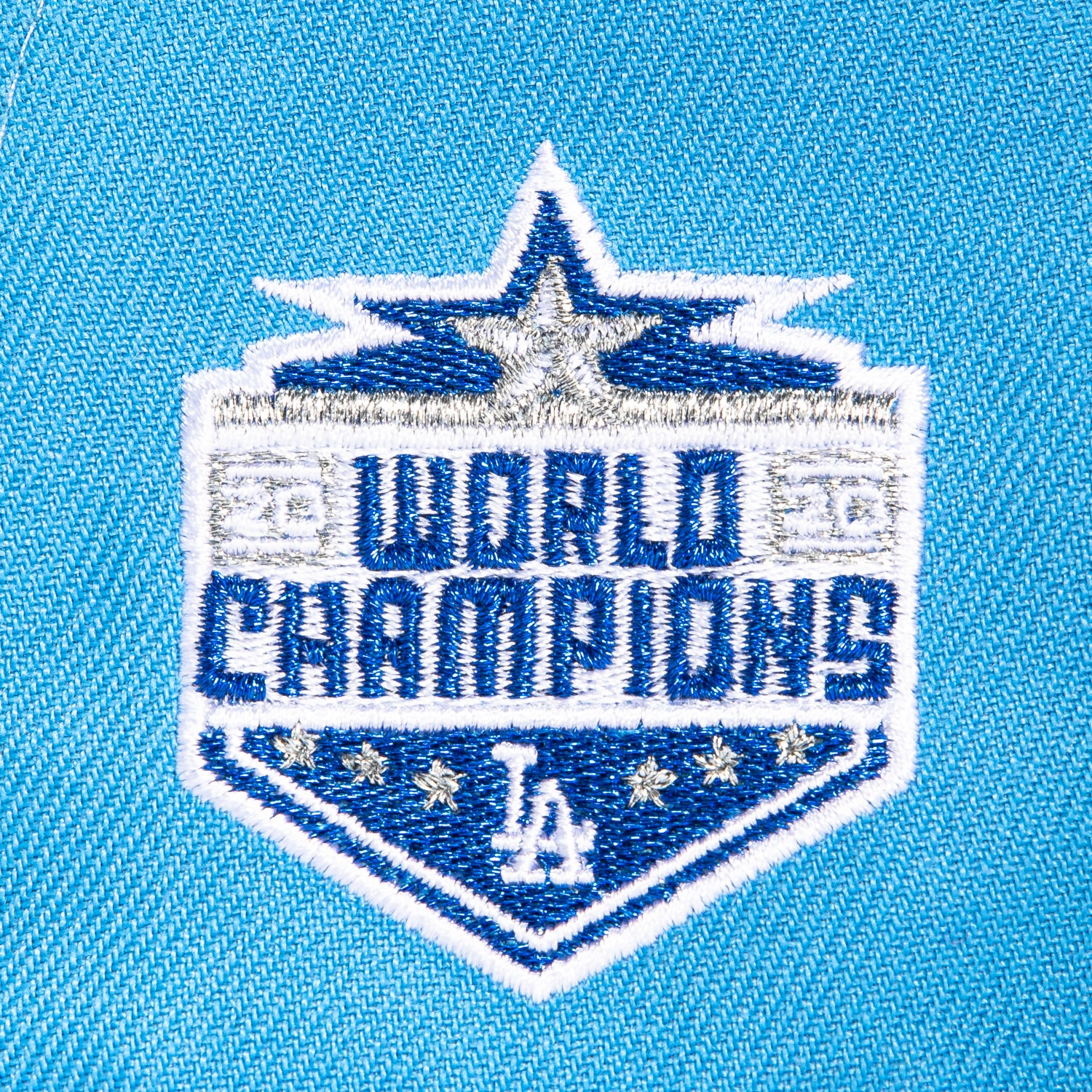 New Era 59Fifty Caribbean Waters Los Angeles Dodgers 2020 World Series Champions Patch Hat - Light Blue, Teal