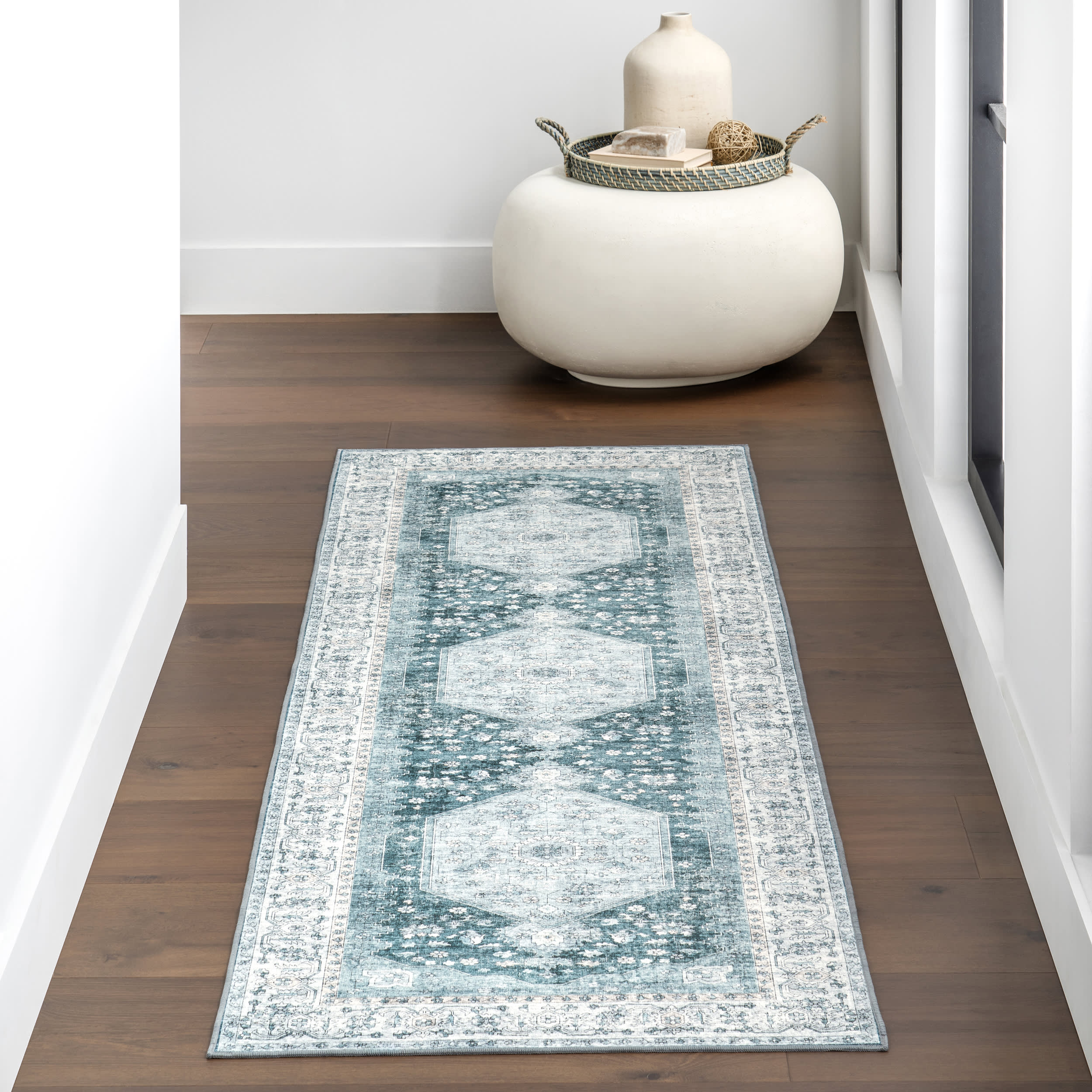 Nyomi Spill Proof Washable Rug | Green