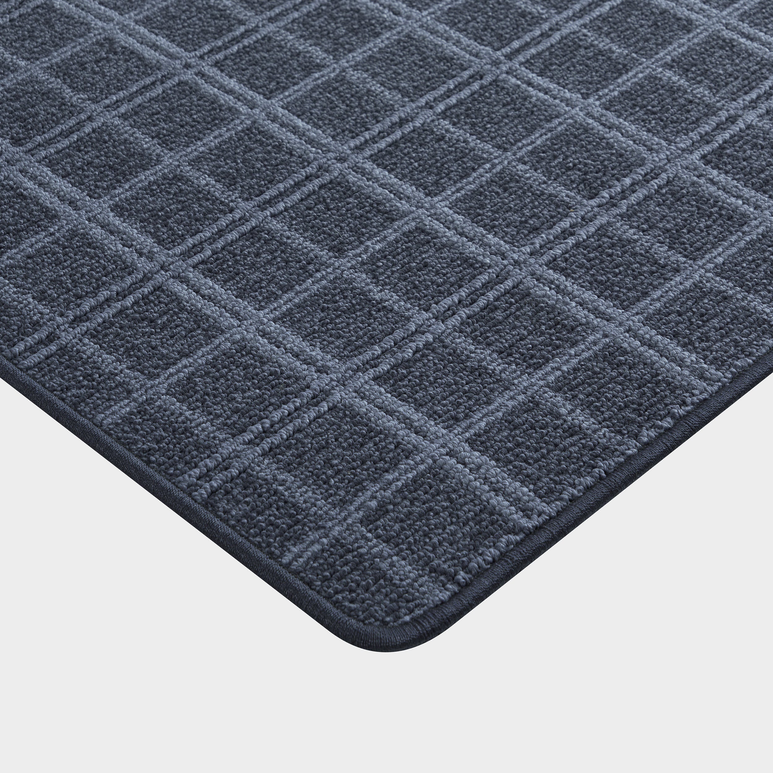 Mallard Plaid Ridged Custom Sample Rug | Dark Blue