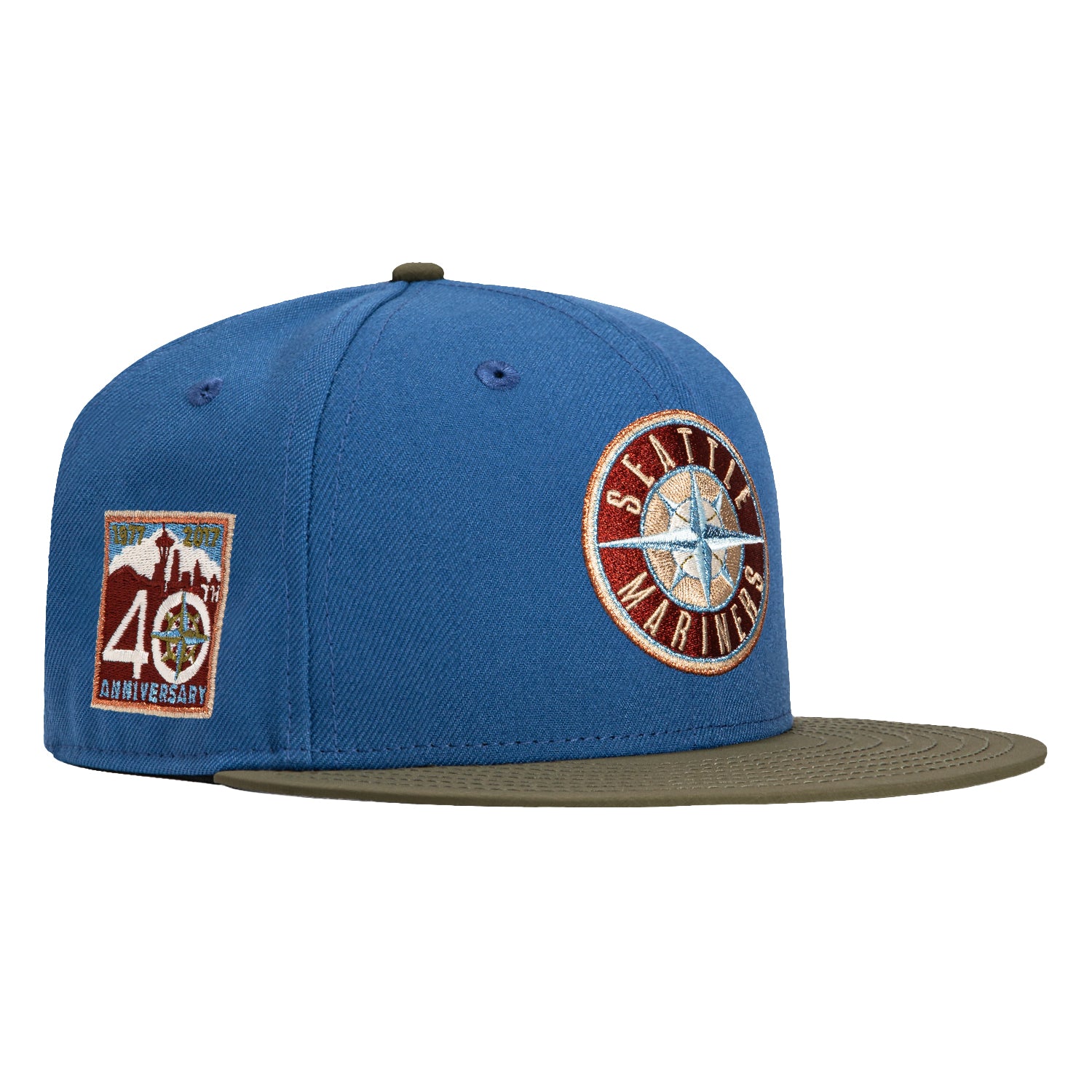 New Era 59Fifty Outdoors Seattle Mariners 40th Anniversary Patch Logo Hat - Indigo, Olive