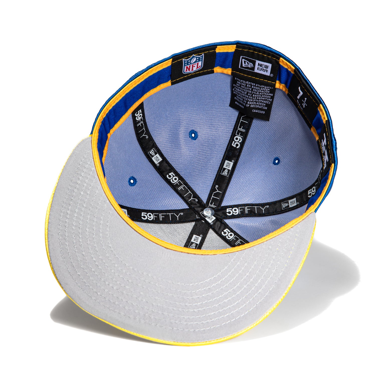 New Era 59Fifty Satin Stitch Los Angeles Rams Logo Patch Word Hat - Royal, Gold