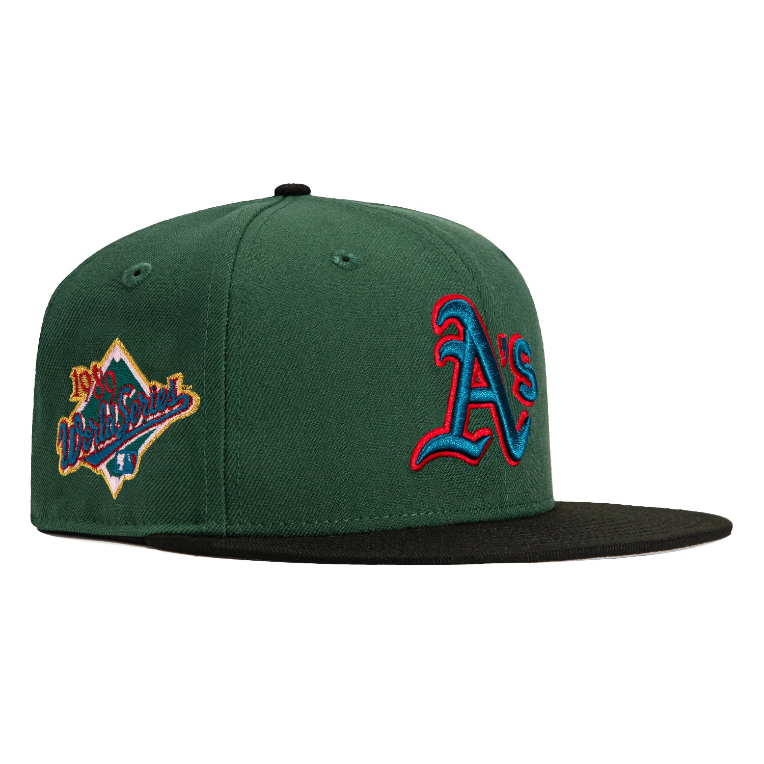 New Era 59Fifty Oakland Athletics 1989 World Series Patch Hat - Green, Black, Indigo, Red