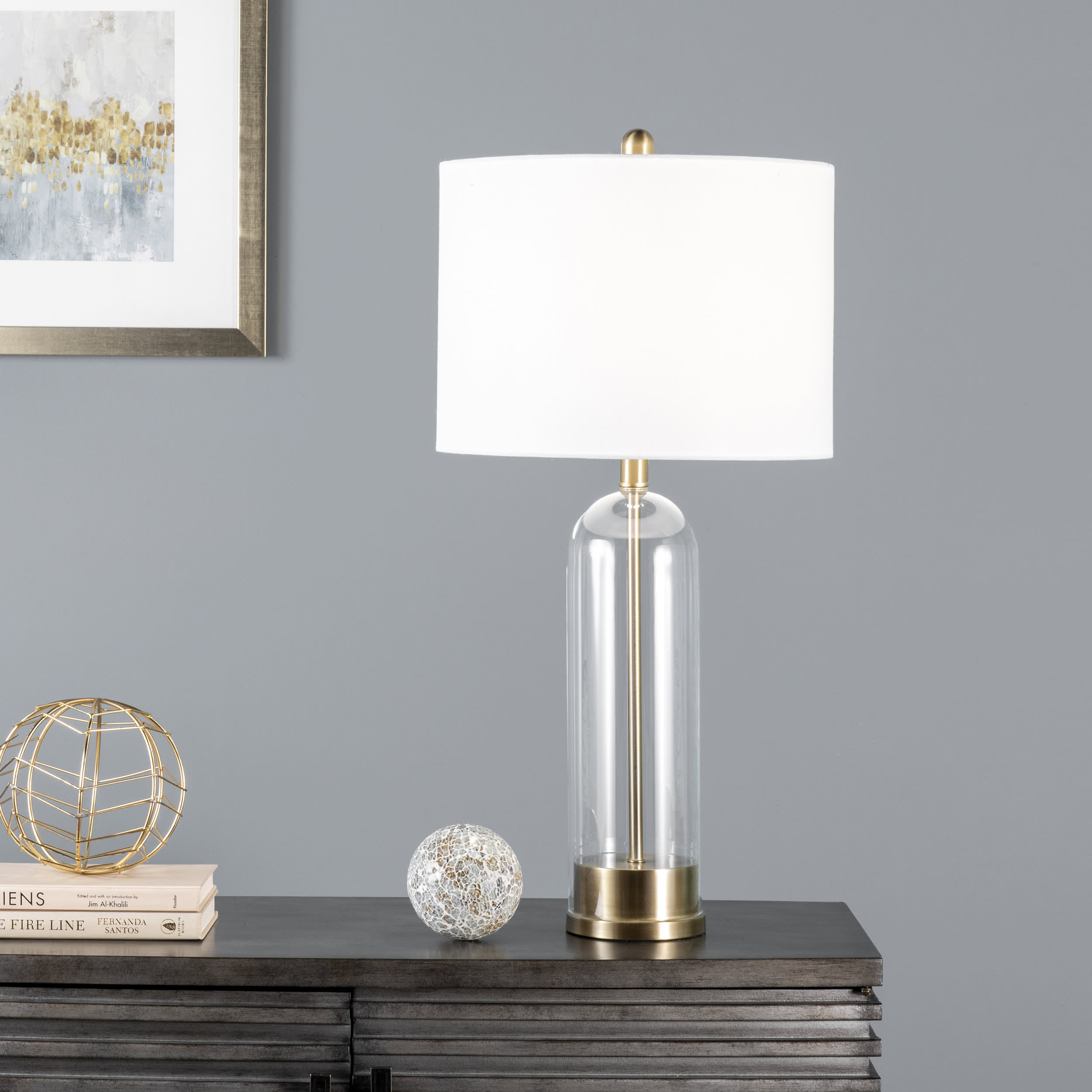 28-inch Tubular Glass Table Lamp | Gold