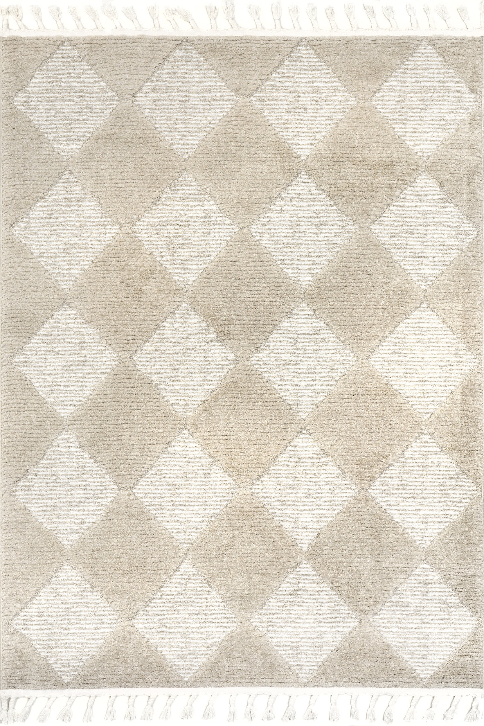 Aylin Diamond Tasseled Rug | Beige