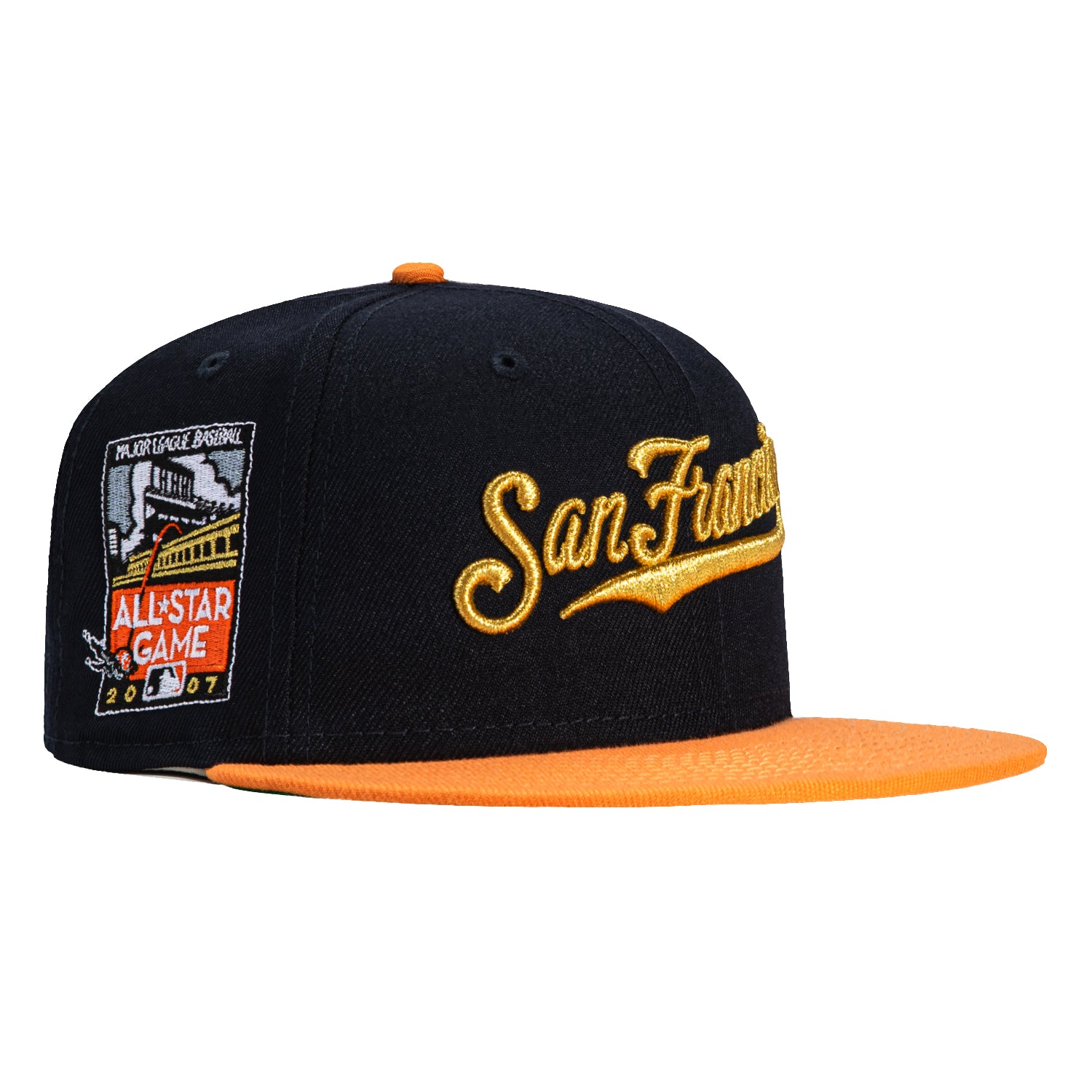 New Era 59Fifty Coco Mango Cherry San Francisco Giants 2007 All Star Game Patch Hat - Navy, Light Orange