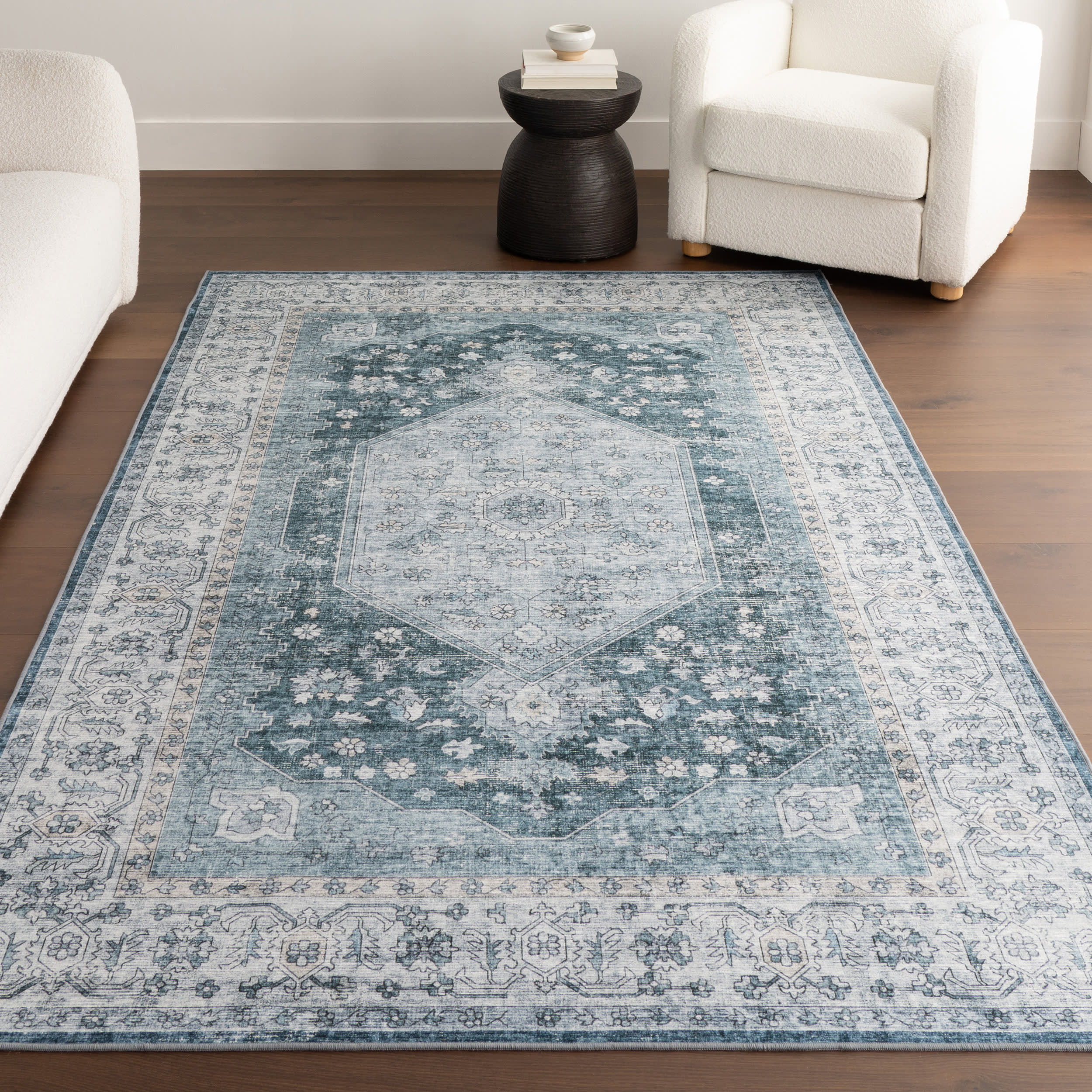 Nyomi Spill Proof Washable Rug | Green