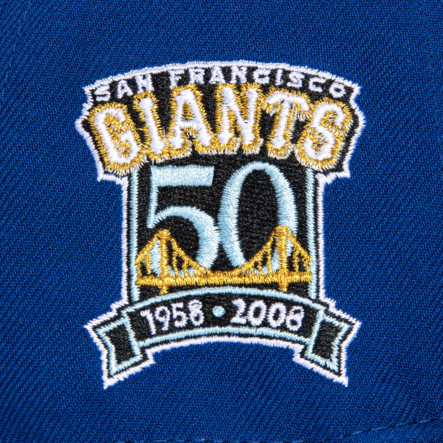 New Era 59Fifty San Francisco Giants 50th Anniversary Patch Script Preme Hat - Royal, Black