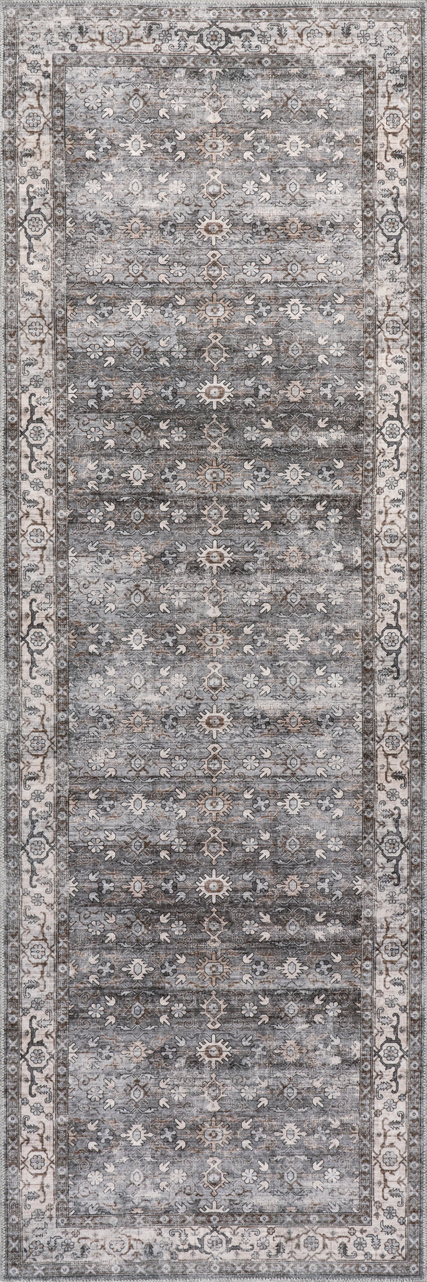 Myrtle Washable Vintage Rug | Grey