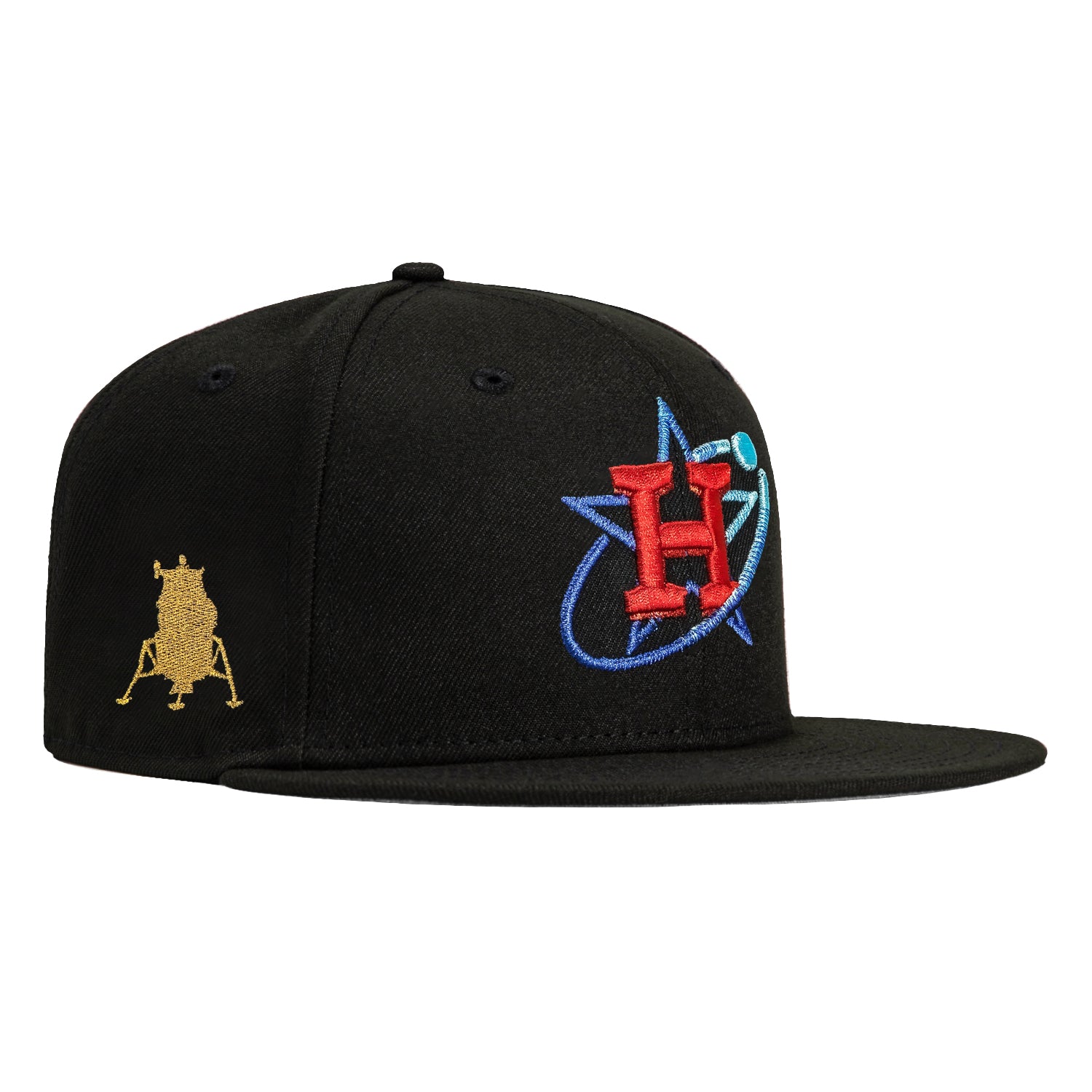 New Era 59Fifty Houston Astros Lunar Lander Patch Space City Hat - Black, Neon Blue, Red