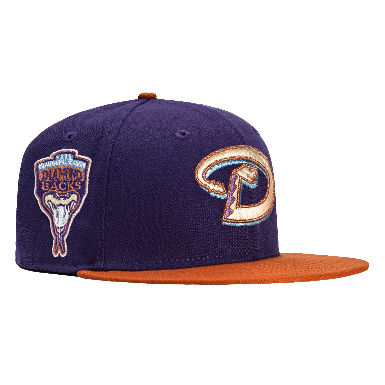 New Era 59Fifty Arizona Diamondbacks Inaugural Patch D Hat - Purple, Burnt Orange, Metallic Copper