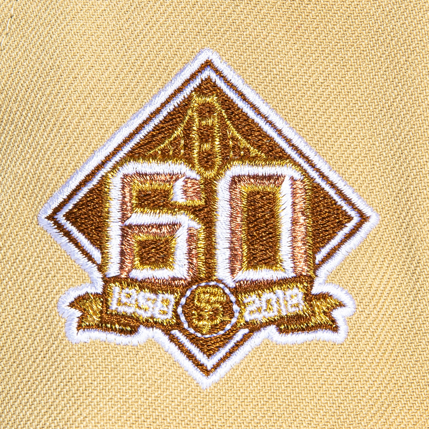 New Era 59Fifty San Francisco Giants 60th Anniversary Patch Script Hat - Tan, Peach, Metallic Gold