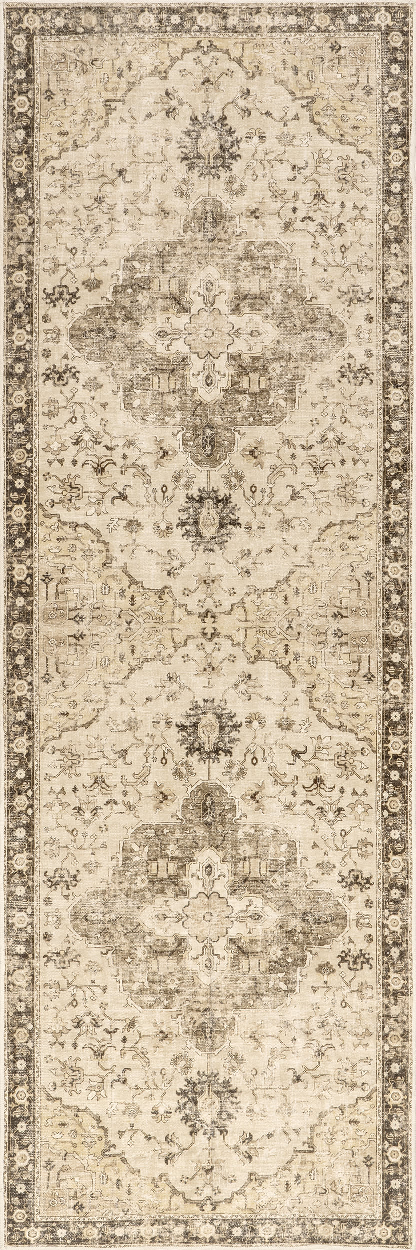 Amaryllis Medallion Washable Rug | Brown