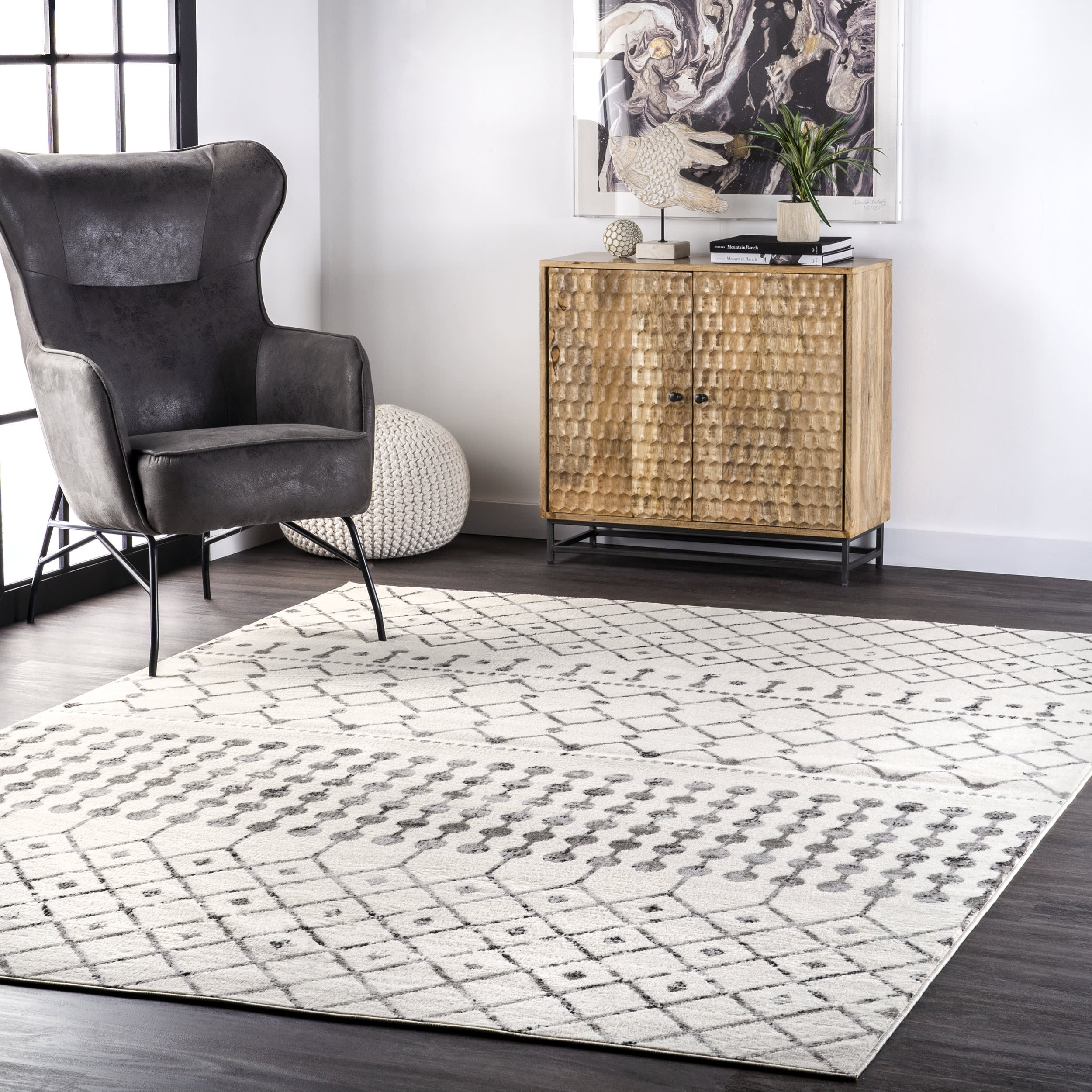 Kendyll Modern Trellis Rug | Grey