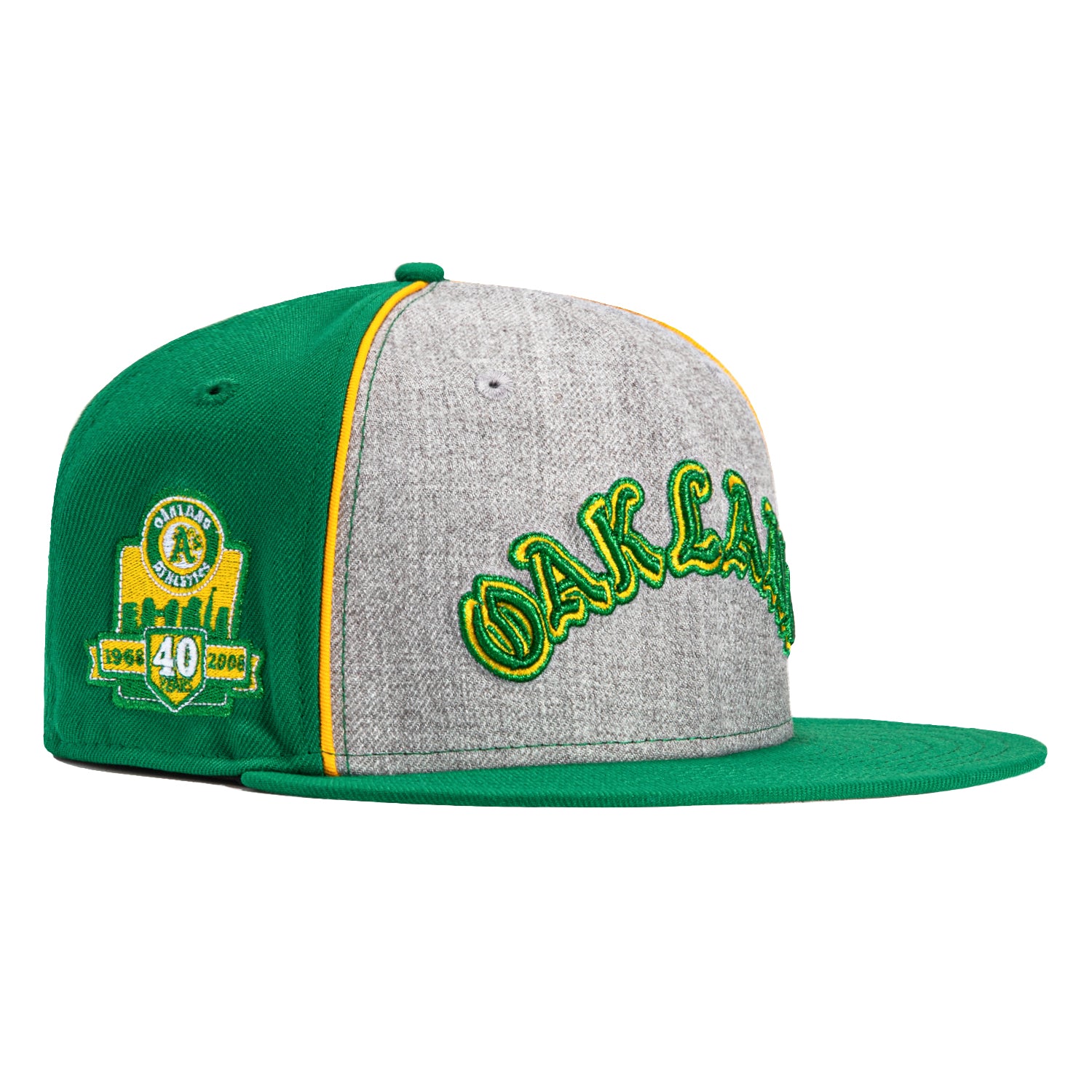 New Era 59Fifty Oakland Athletics 40th Anniversary Patch Script Hat - Heather Grey, Kelly, Gold