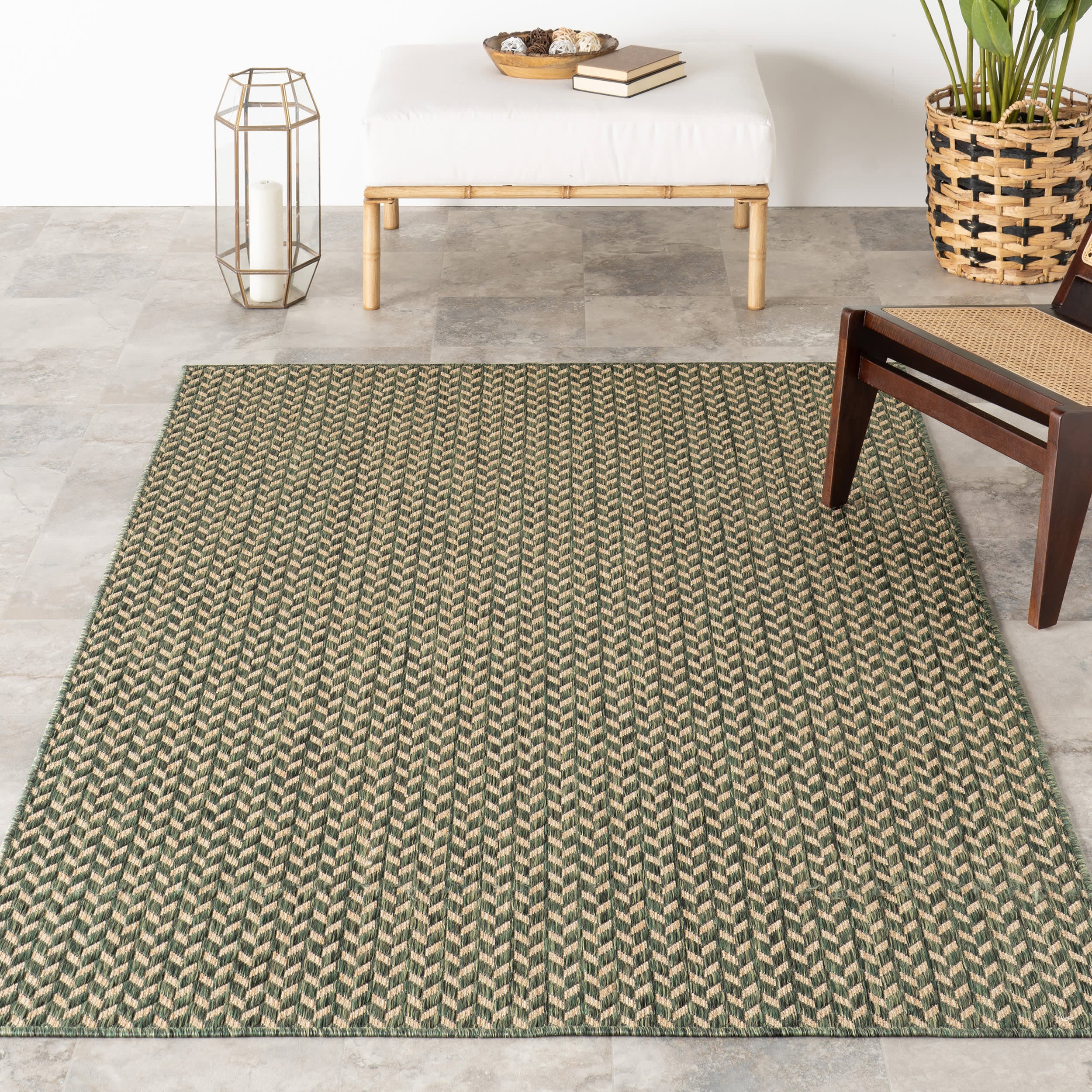 Taraji Herringbone Indoor/Outdoor Rug | Green