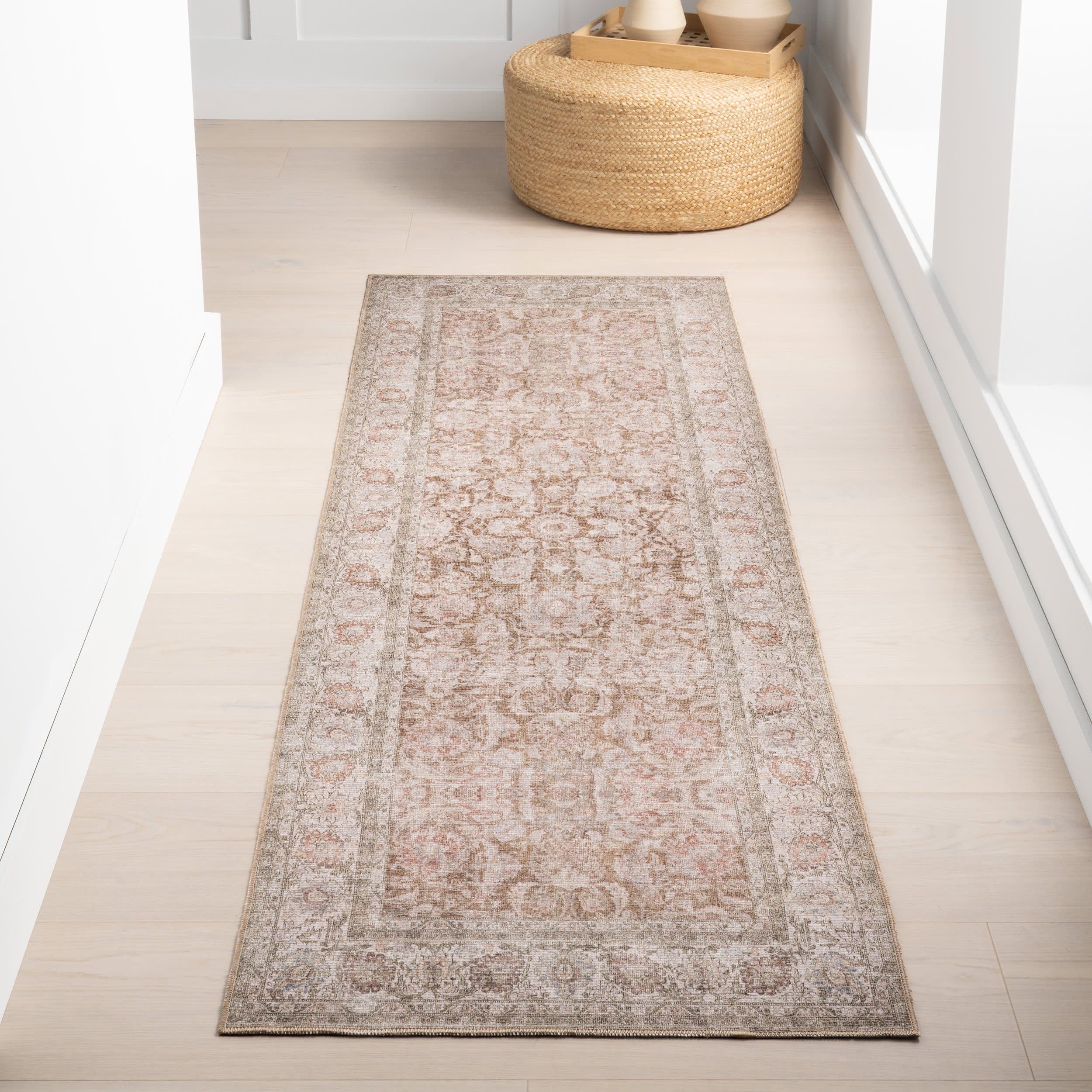 Clinton Antiqued Jute-Blend Rug | Rust