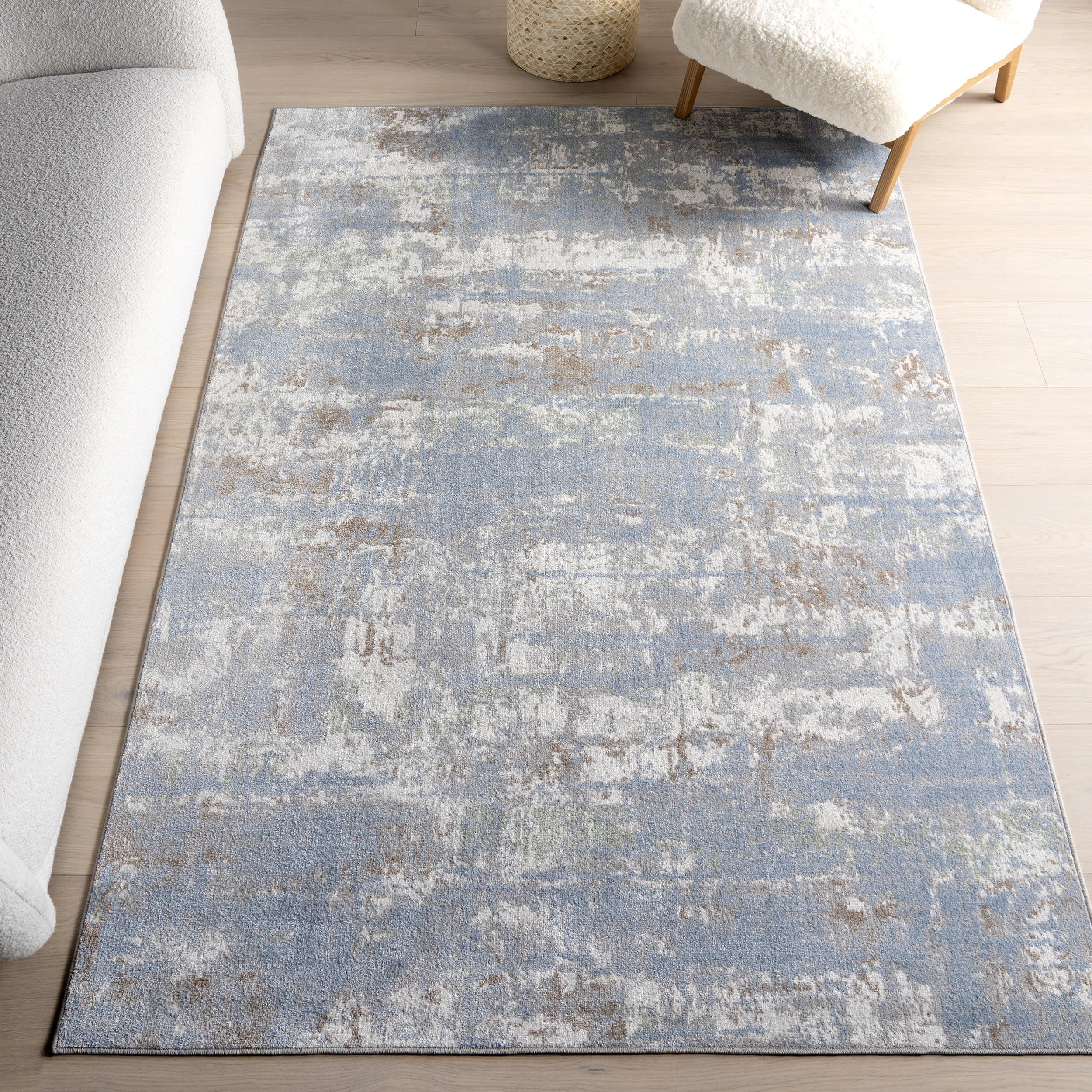 Patty Washable Rainy Days Rug | Blue