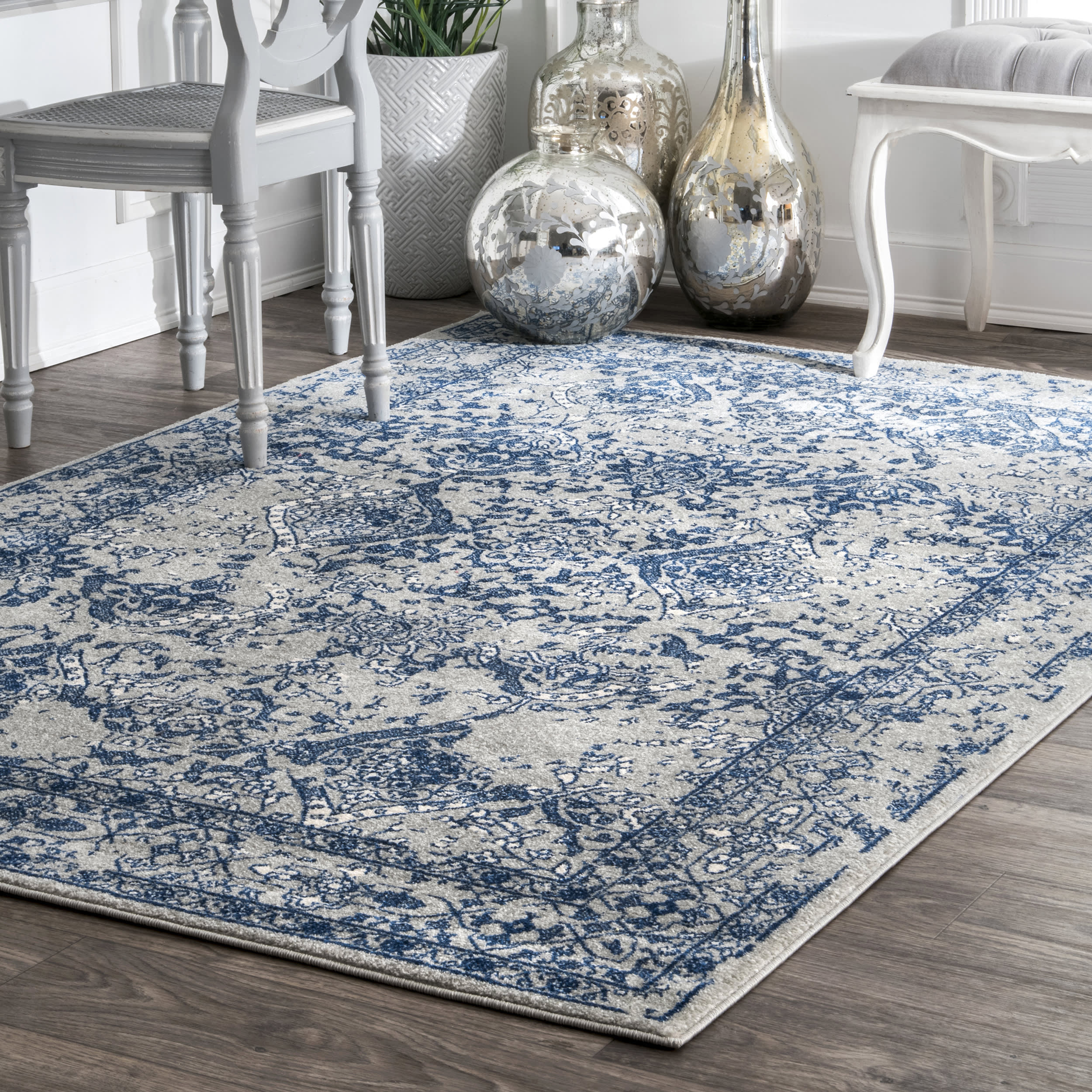 Floral Ornament Rug | Blue