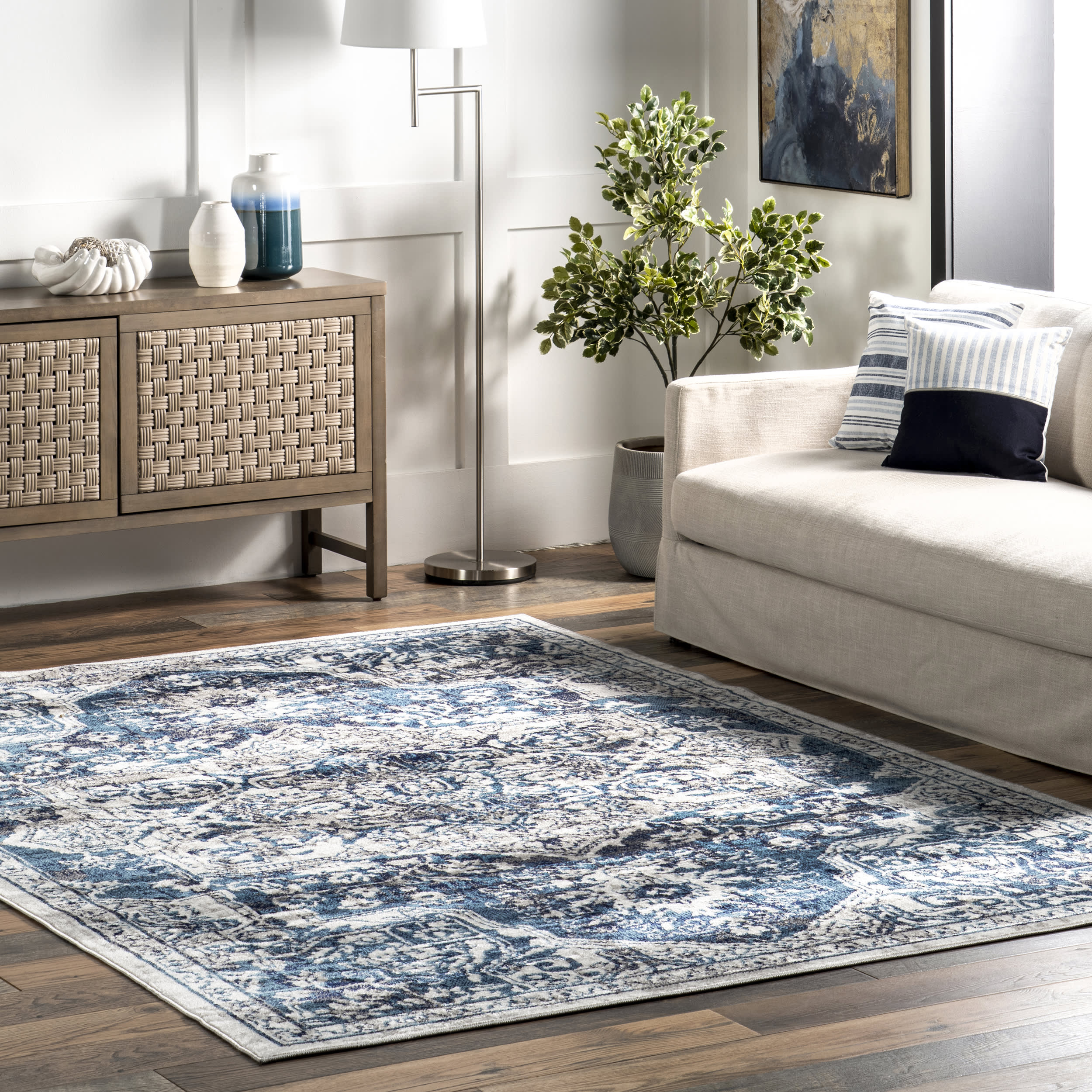 Whitny Shaded Medallion Rug | Blue