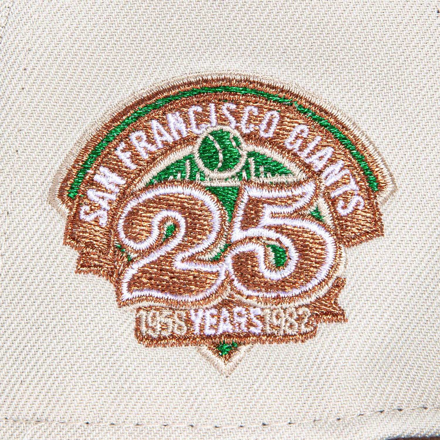 New Era 59Fifty San Francisco Giants 25th Anniversary Patch Script Hat - Stone, Brown, Metallic Copper