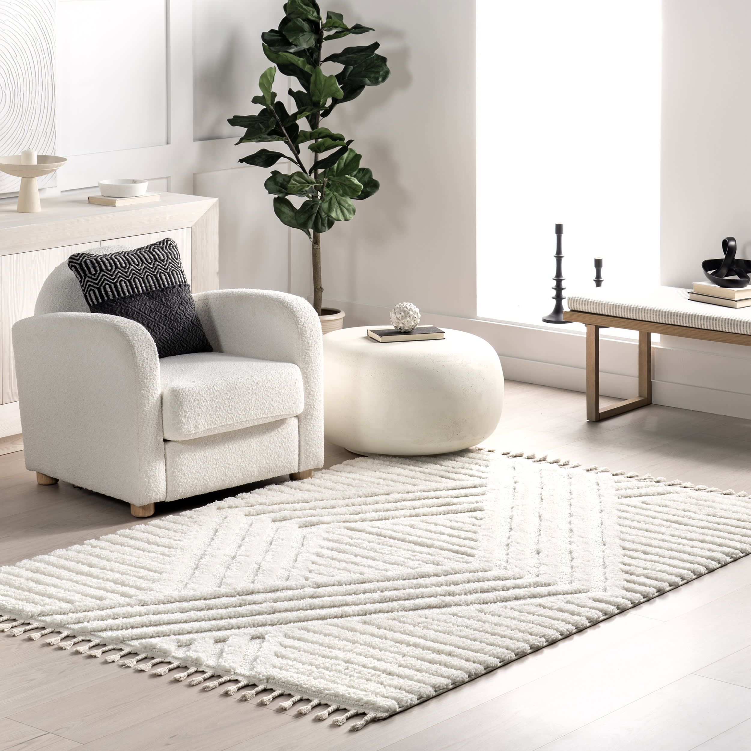 Ellie Traverse Shag Rug | Ivory