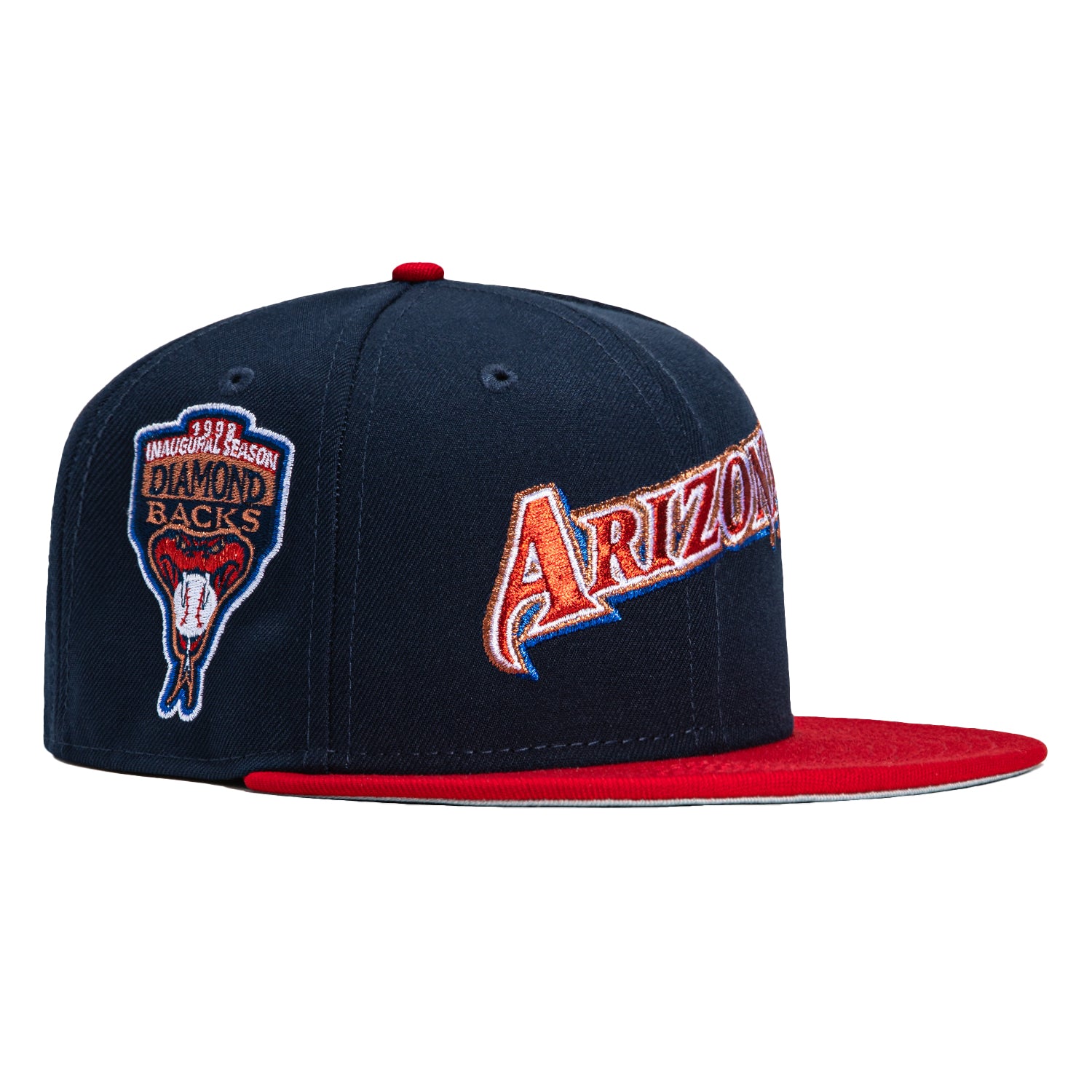 New Era 59Fifty Arizona Diamondbacks Inaugural Patch Jersey Hat - Navy, Red, Metallic Copper