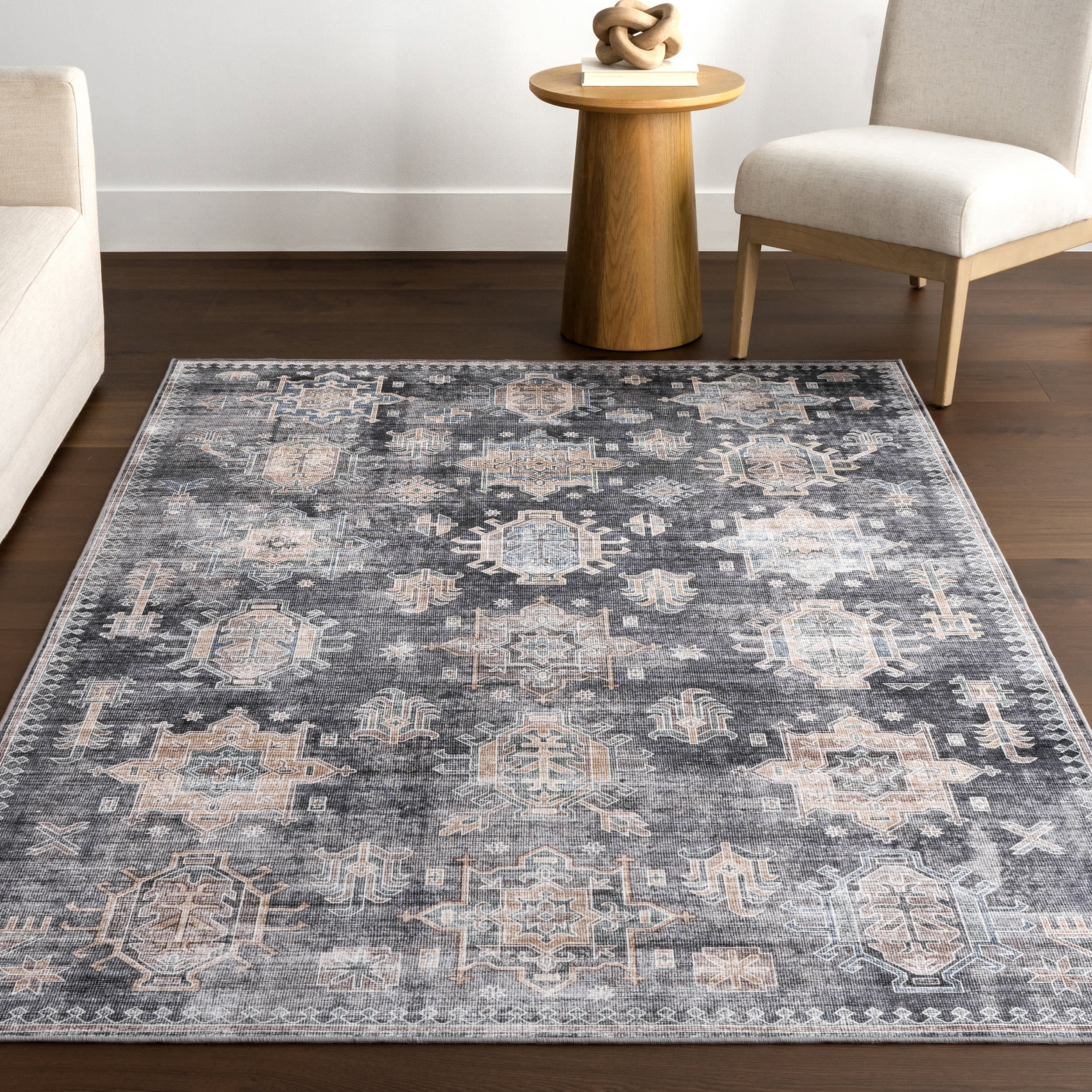 Araya Spill Proof Washable Rug | Charcoal