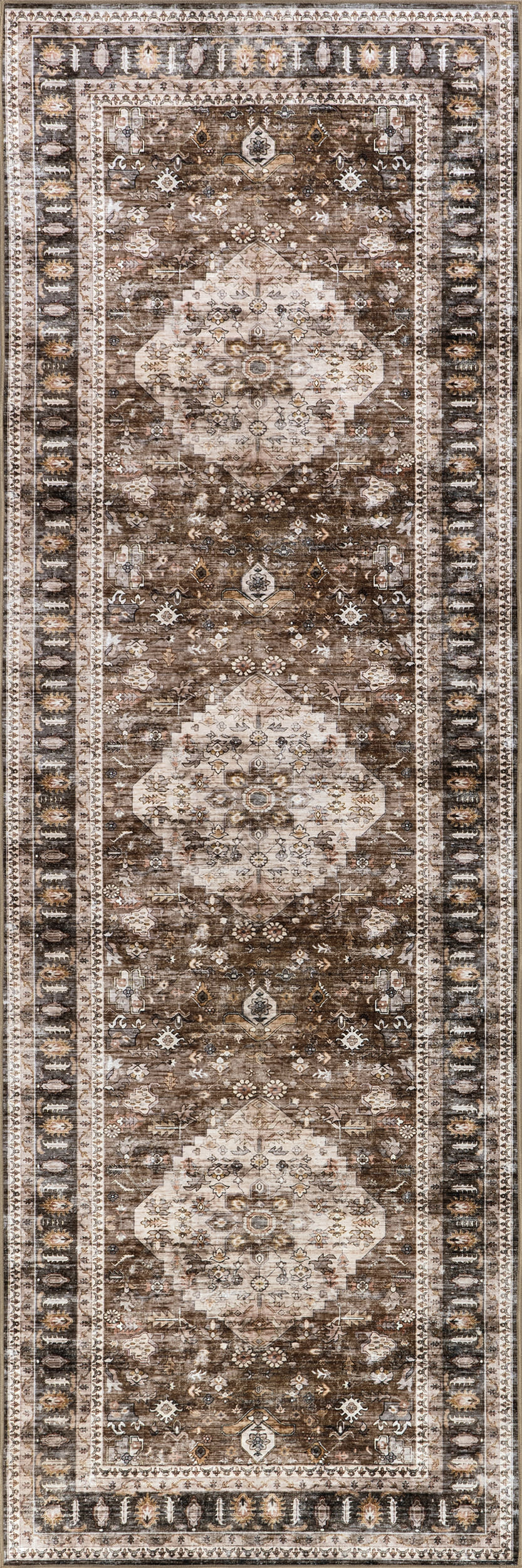 Keyara Spill Proof Washable Rug | Dark Brown