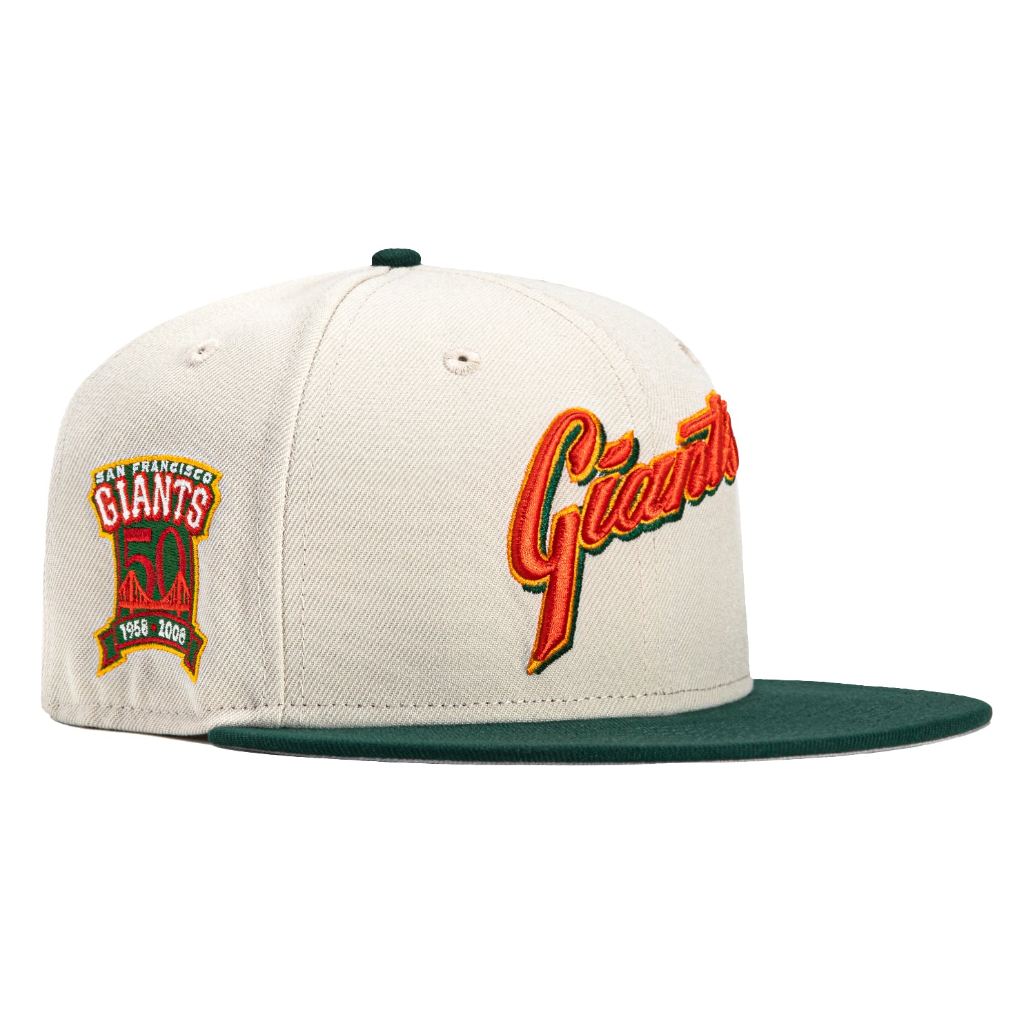 New Era 59Fifty San Francisco Giants 50th Anniversary Patch 1994 Logo Hat - Stone, Green, Light Orange