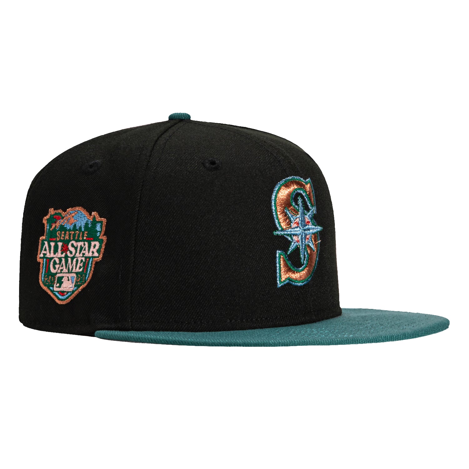 New Era 59Fifty Seattle Mariners 2023 All Star Game Patch Hat - Black, Green, Metallic Copper, Light Blue