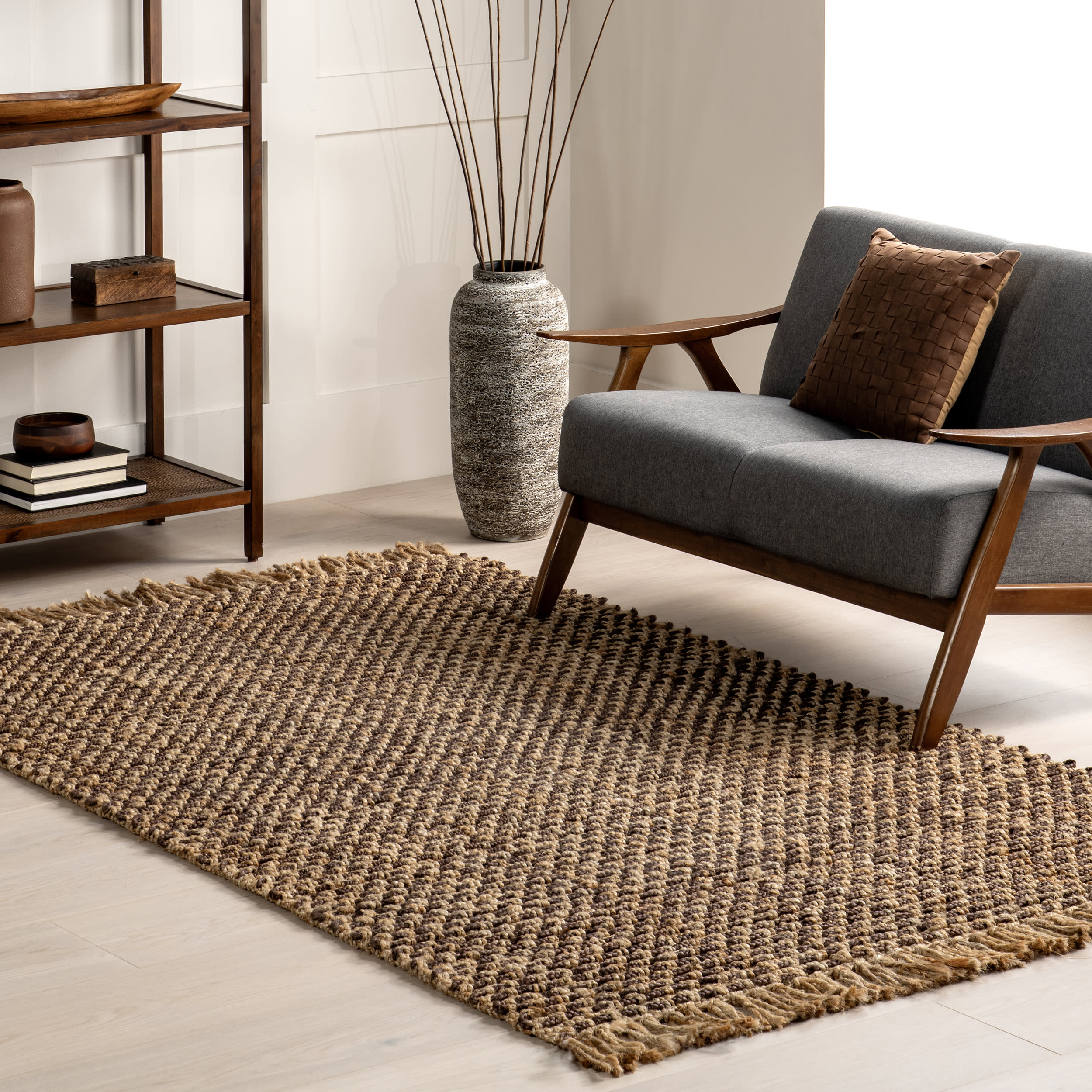 Pilar Jute Solid Tasseled Rug | Natural