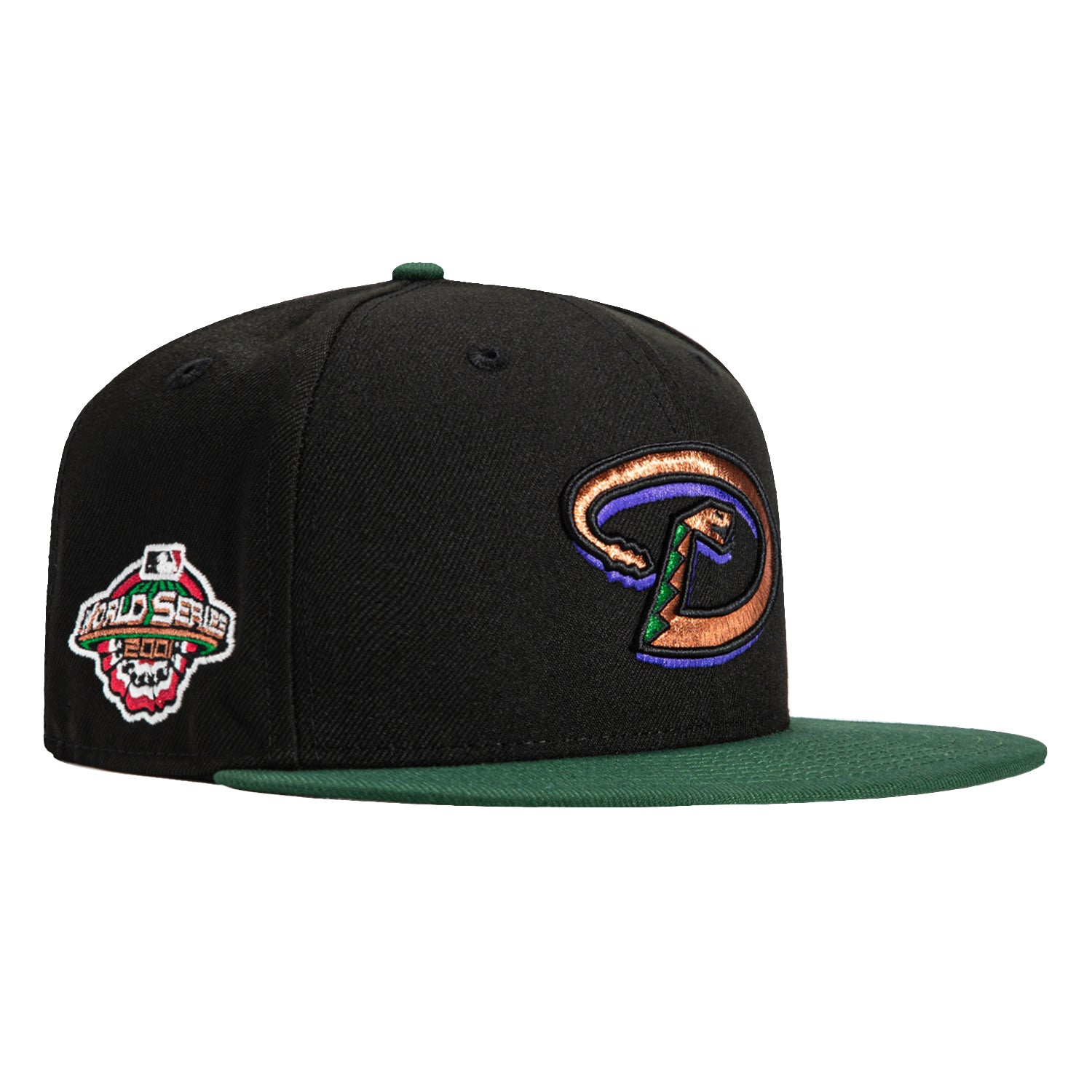 New Era 59Fifty Arizona Diamondbacks 2001 World Series Patch D Hat - Black, Green, Metallic Copper