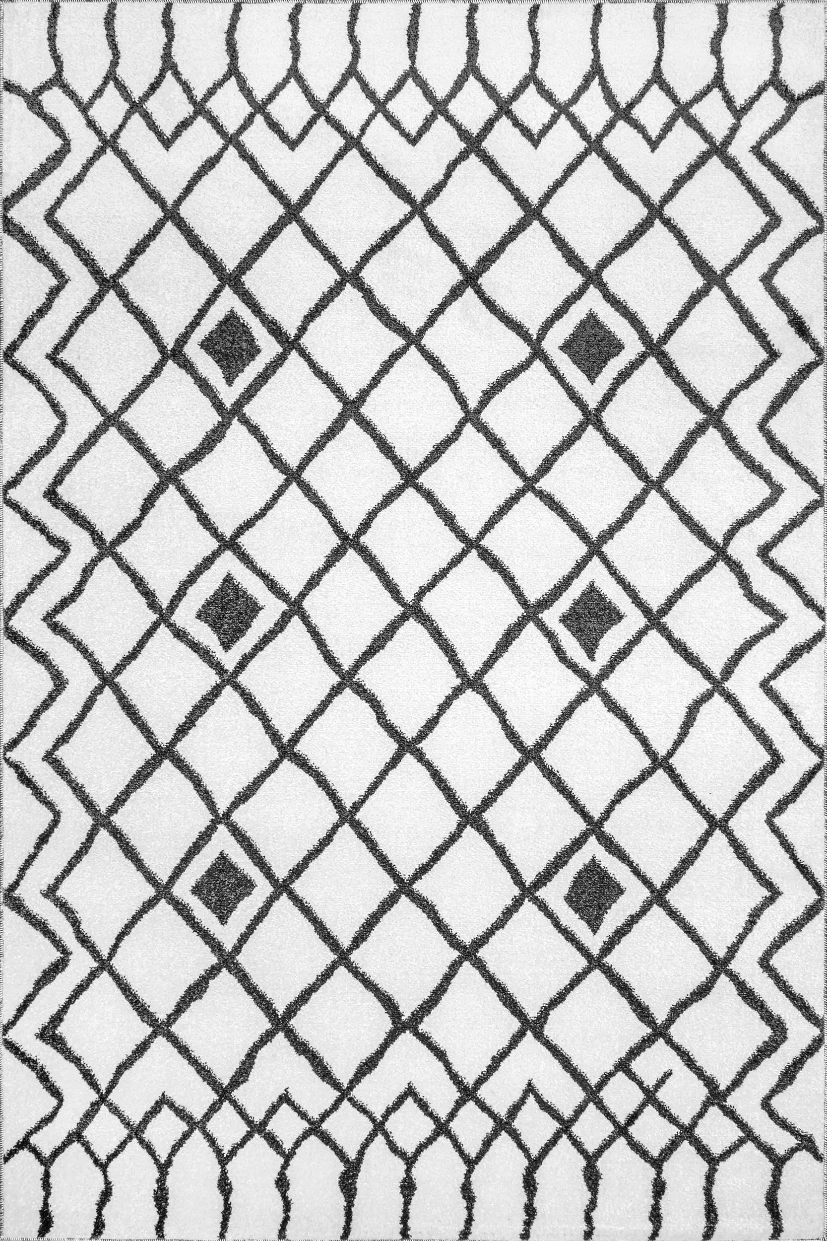 Wavy Diamond Lattice Rug | Grey