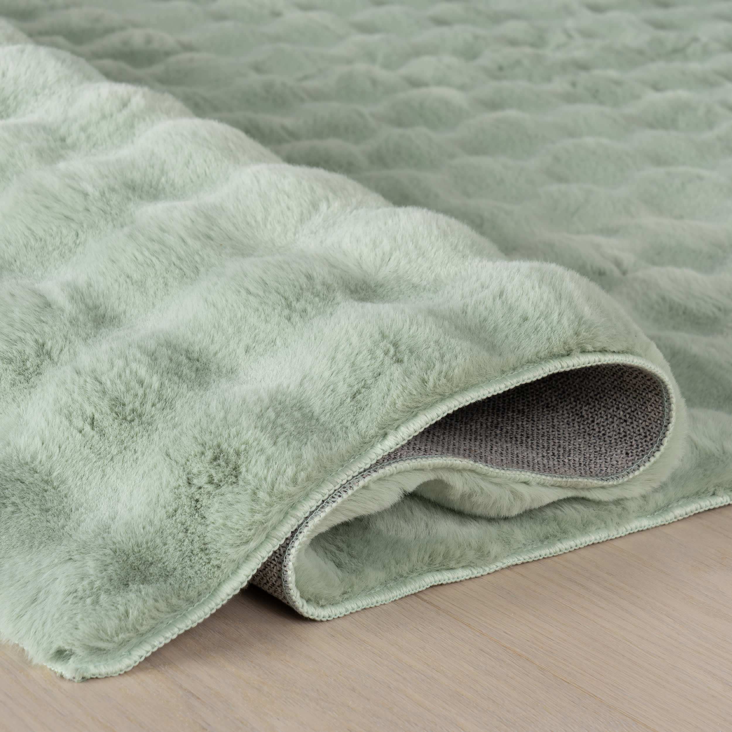 Ivana Checkered Plush Cloud Washable Rug | Green