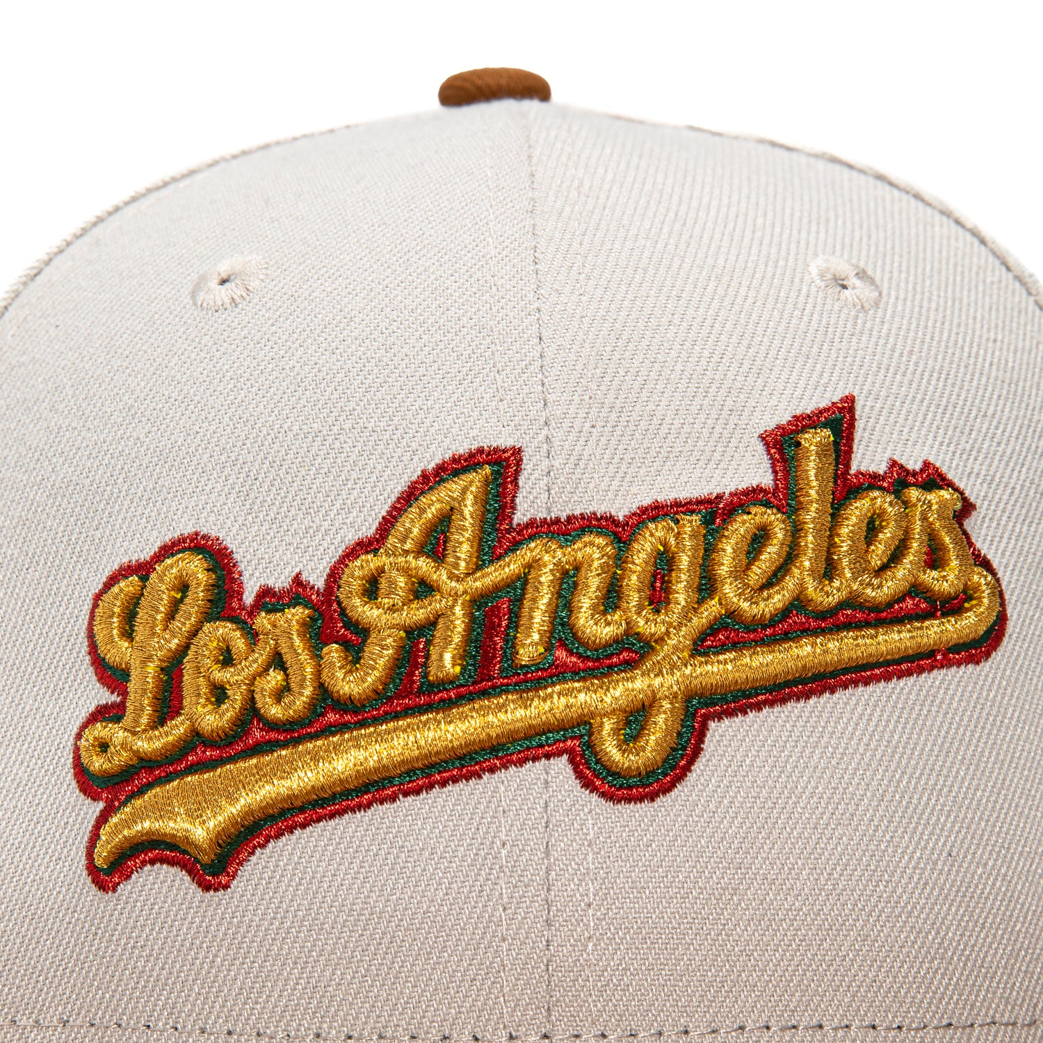 New Era 59Fifty Los Angeles Dodgers 100th Anniversary Patch Word Hat - Stone, Brown, Red