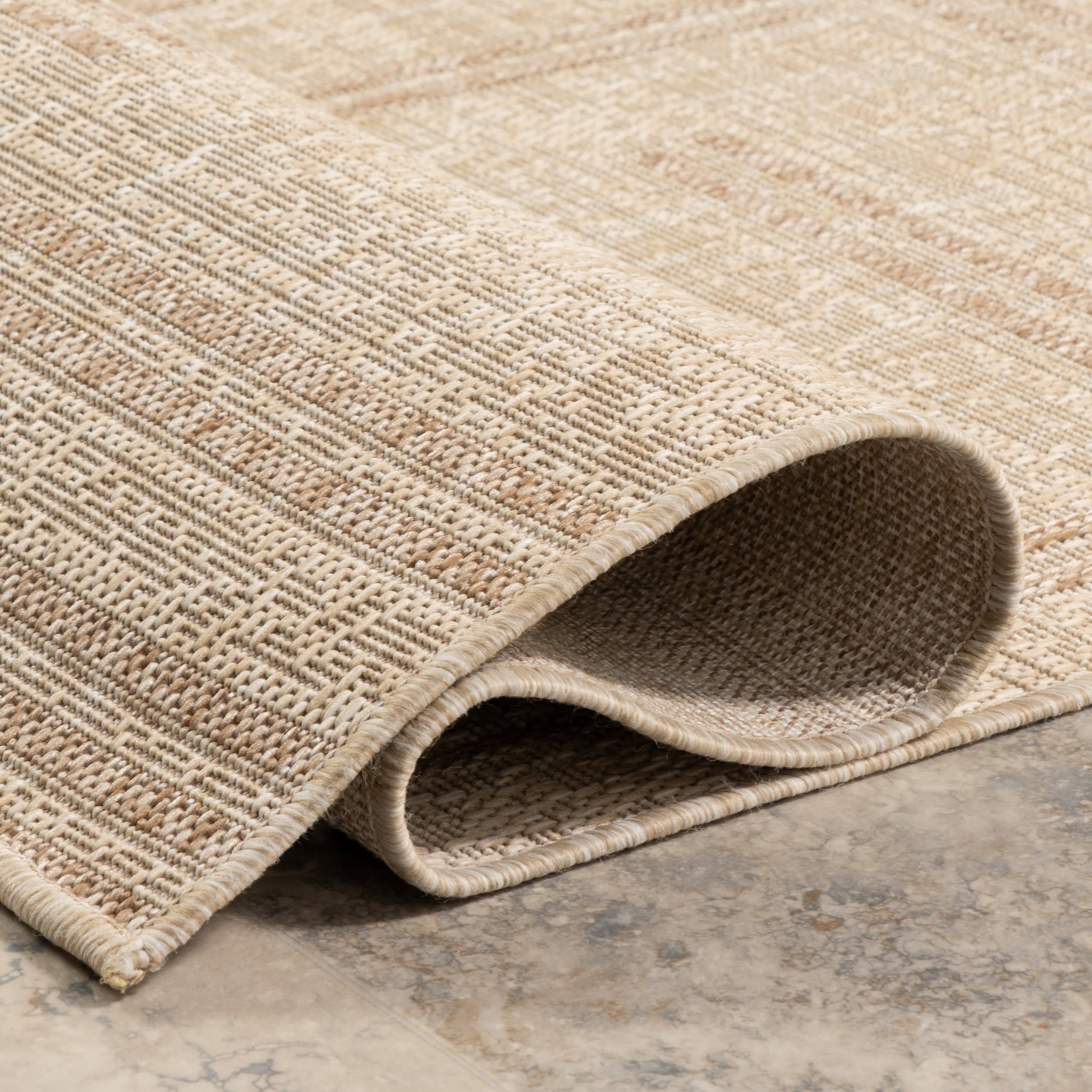 Anaya Perpendicular Lines Indoor/Outdoor Rug | Light Beige