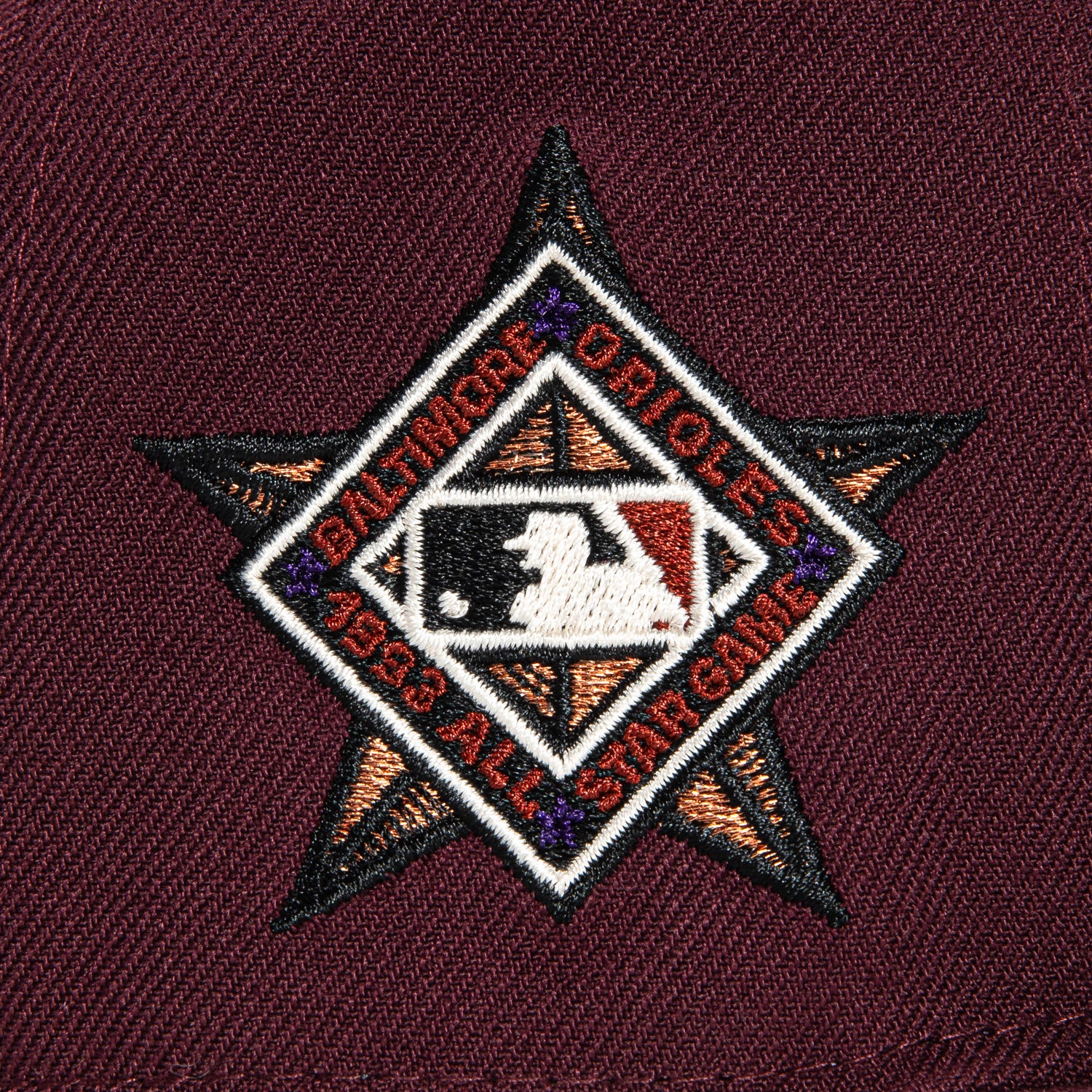 New Era 59Fifty Bordeaux Baltimore Orioles 1993 All Star Game Patch Alternate Hat - Maroon