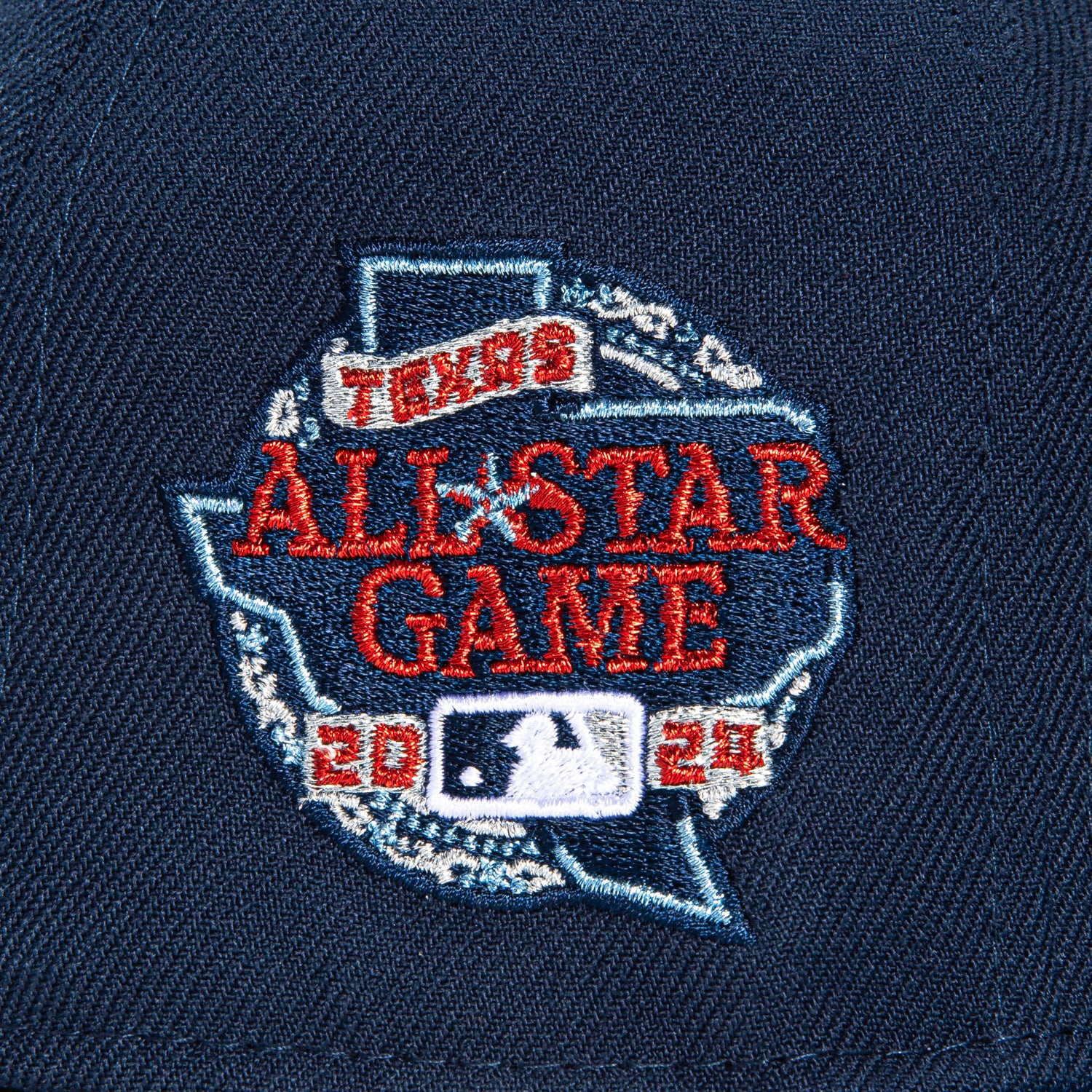 New Era 59Fifty Texas Rangers 2024 All Star Game Patch Hat - Navy, Light Blue, Red, Metallic Silver